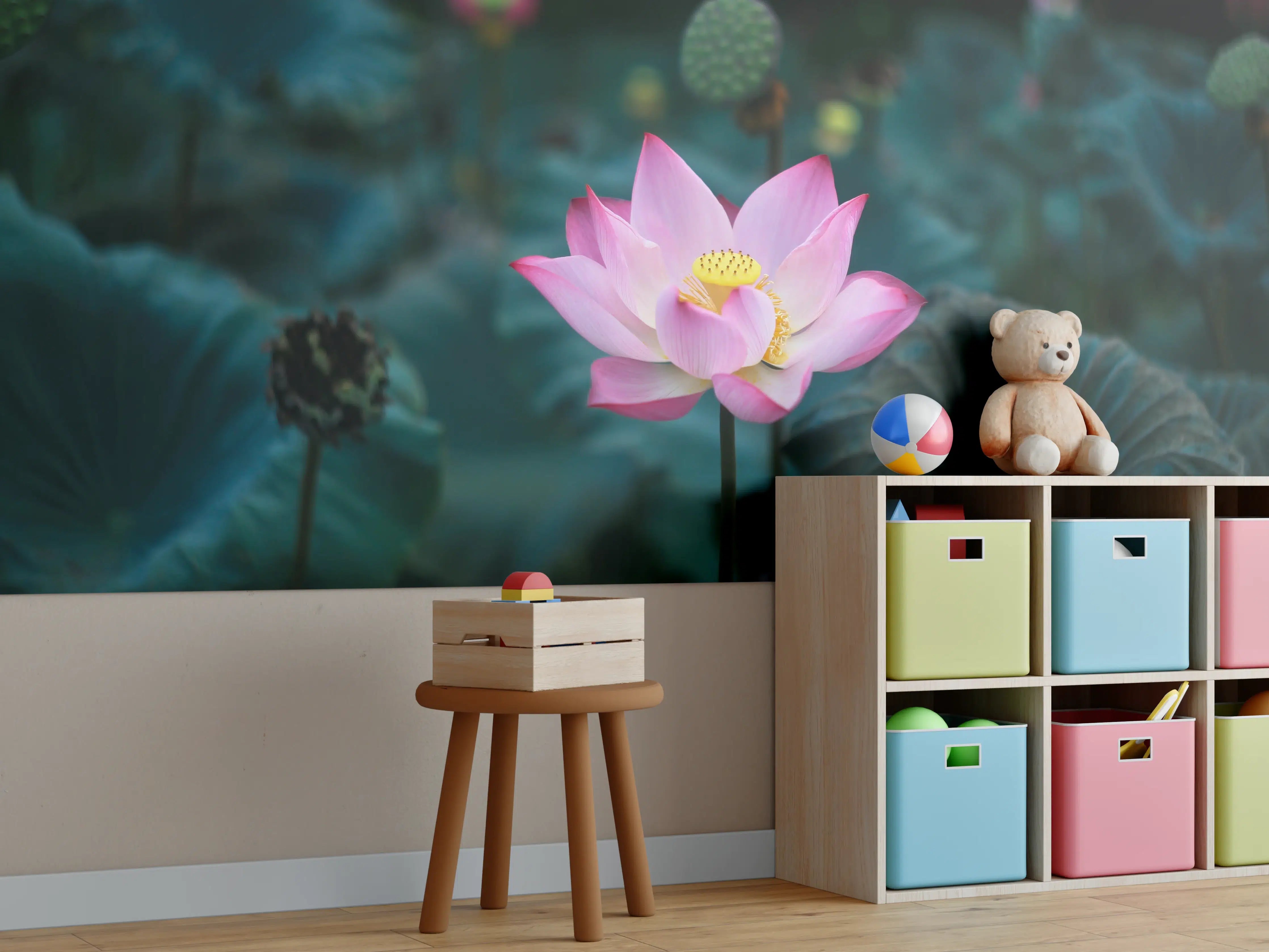 Kinderzimmer Wandgestaltung - Lotosblume im Garten