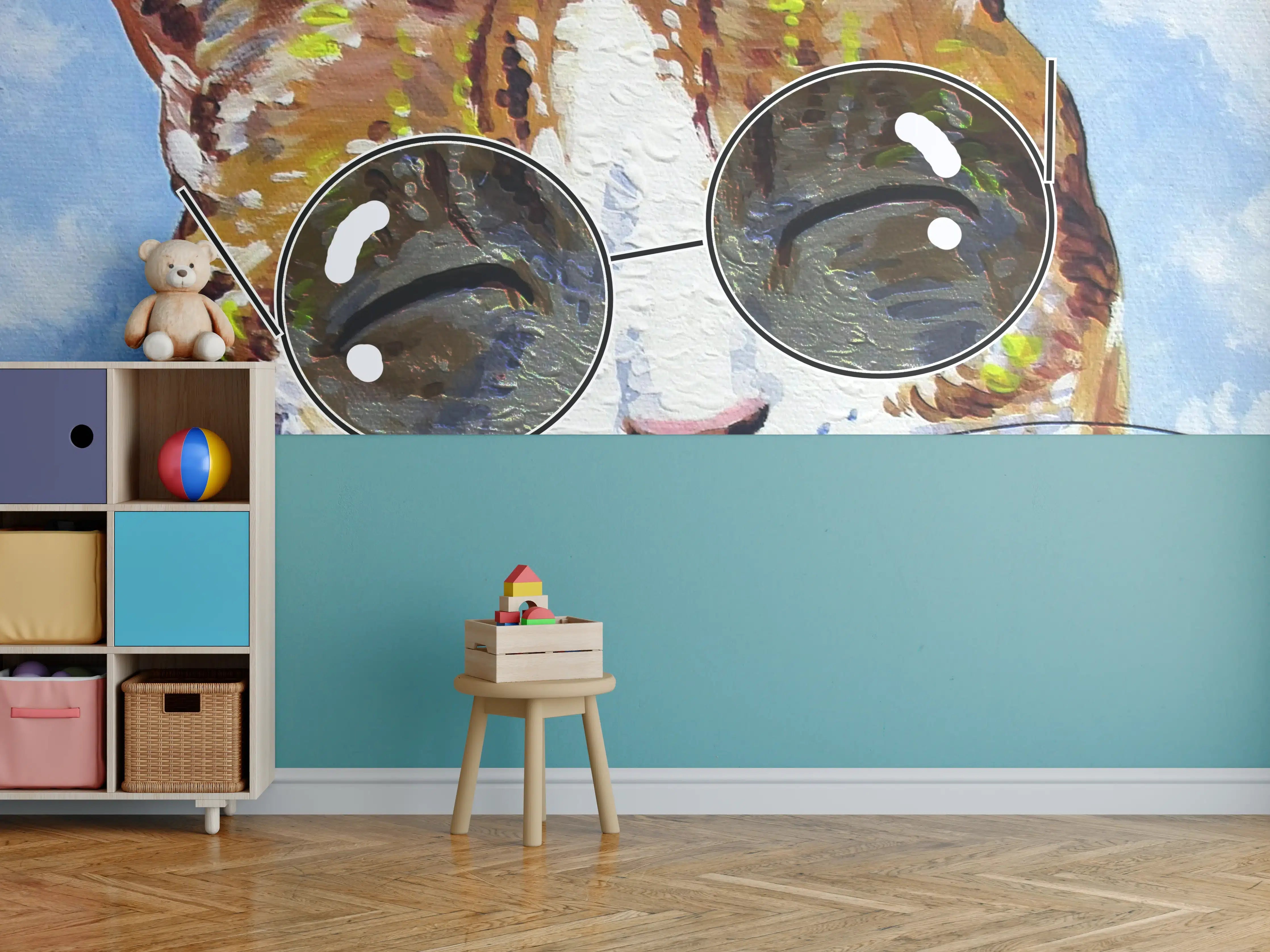 Kinderzimmer Wandgestaltung - Lustiger Katzen-Porträt mit Sonnenbrille