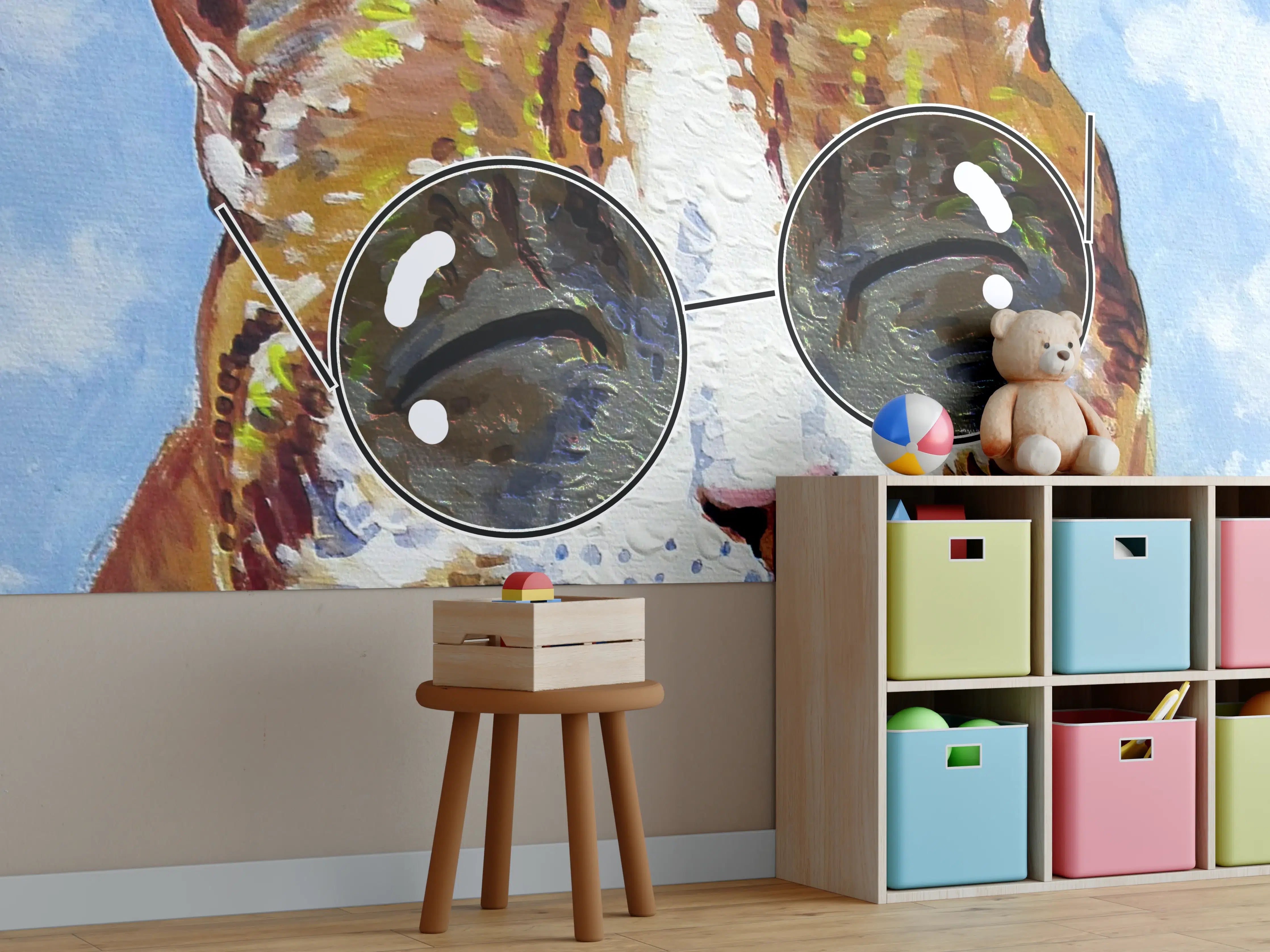 Kinderzimmer Wandgestaltung - Lustiger Katzen-Porträt mit Sonnenbrille