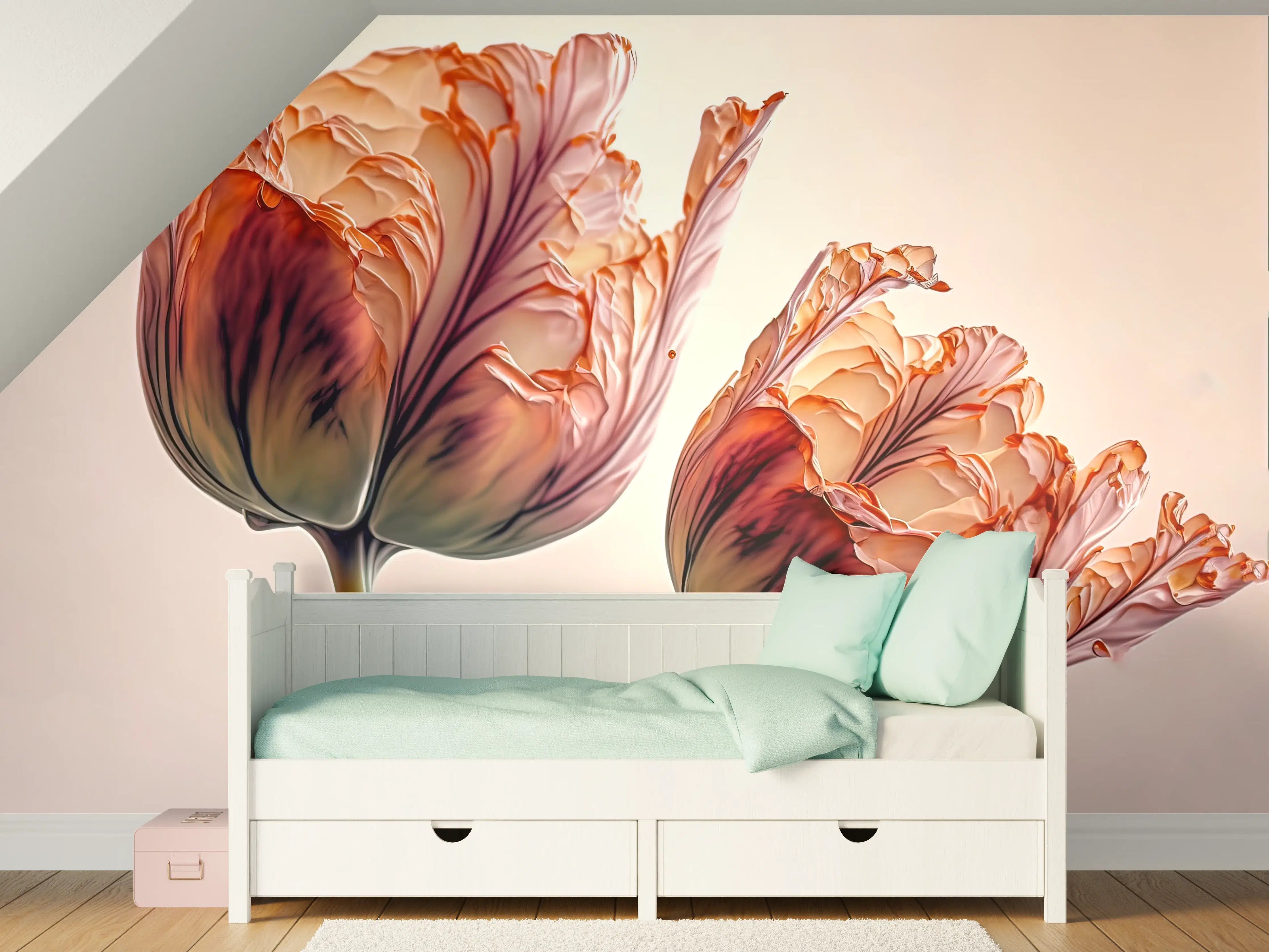 Kinderzimmer Wandgestaltung - Luxuriöse Abstrakte Tulpen Kunst