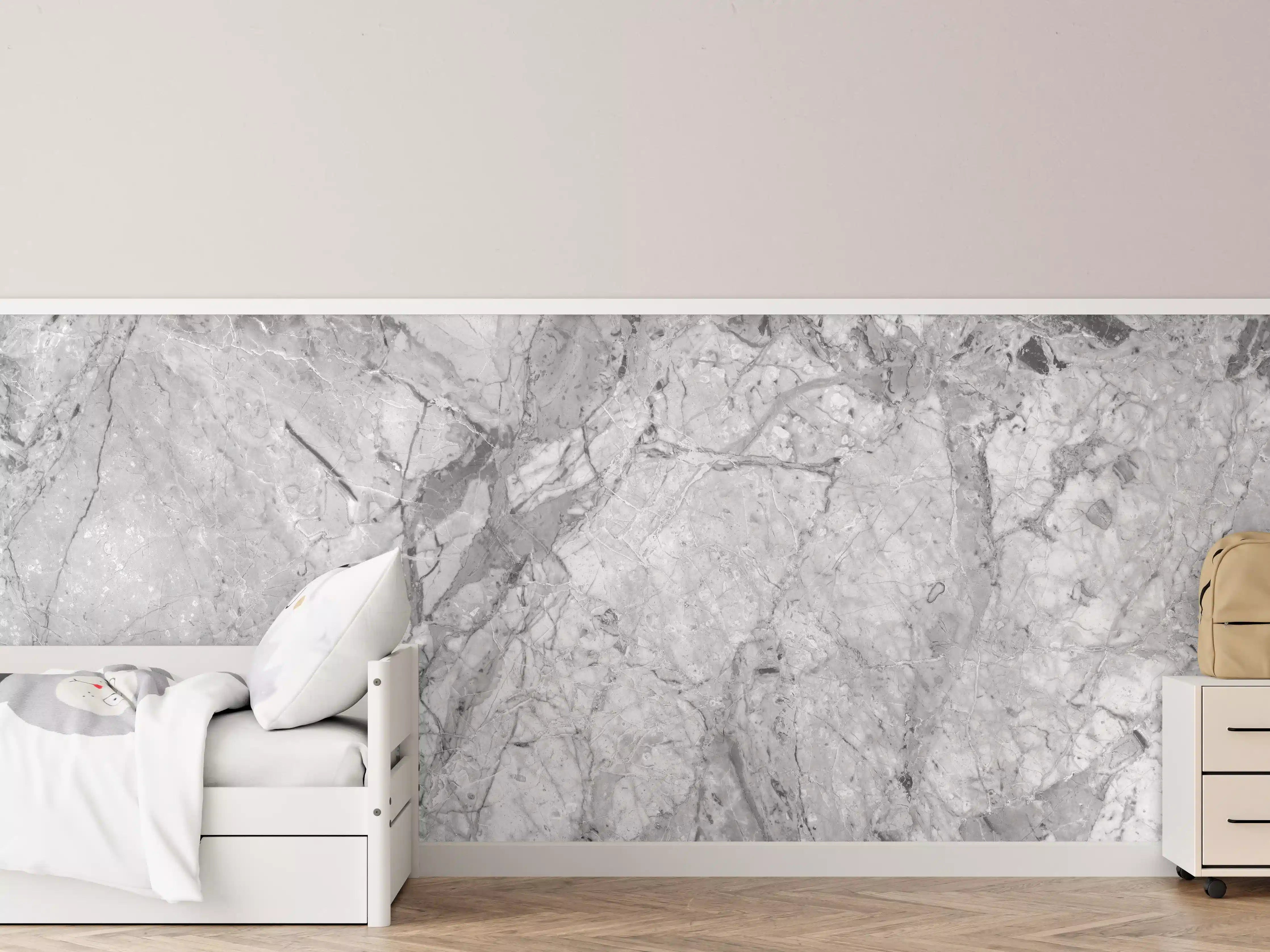 Kinderzimmer Wandgestaltung - Luxuriöse Marmorstruktur in Weißgrau