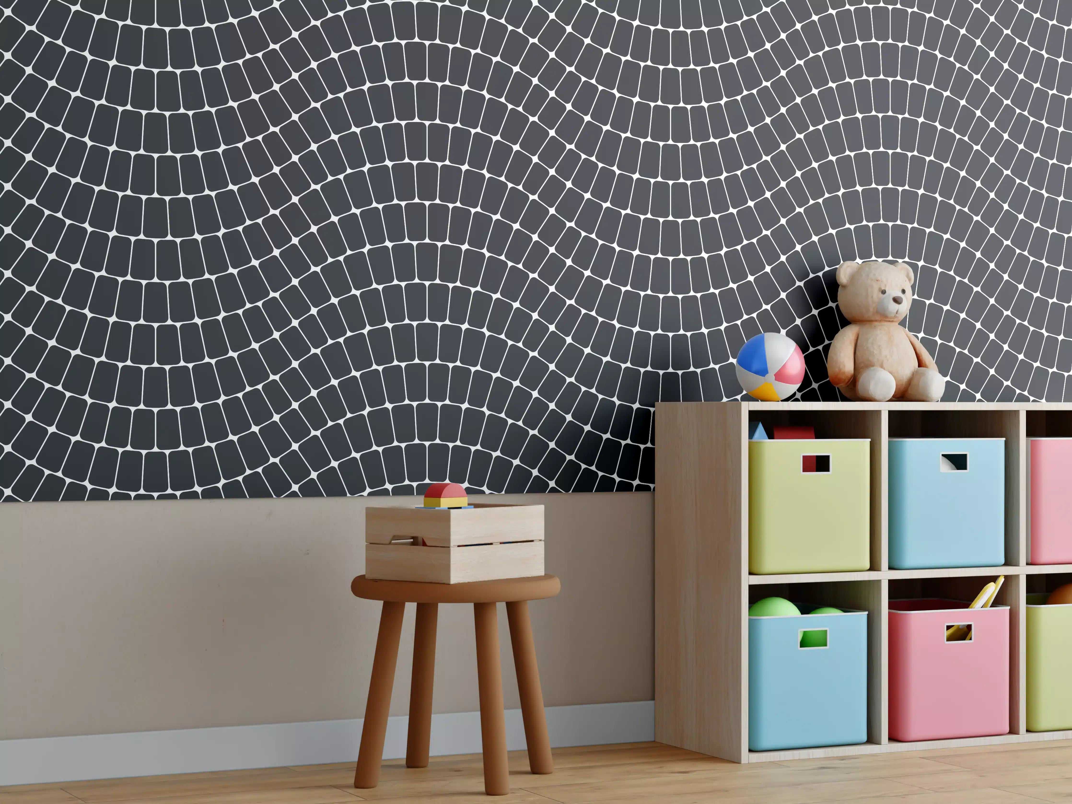 Kinderzimmer Wandgestaltung - Luxuriöse schwarze Wellenstruktur