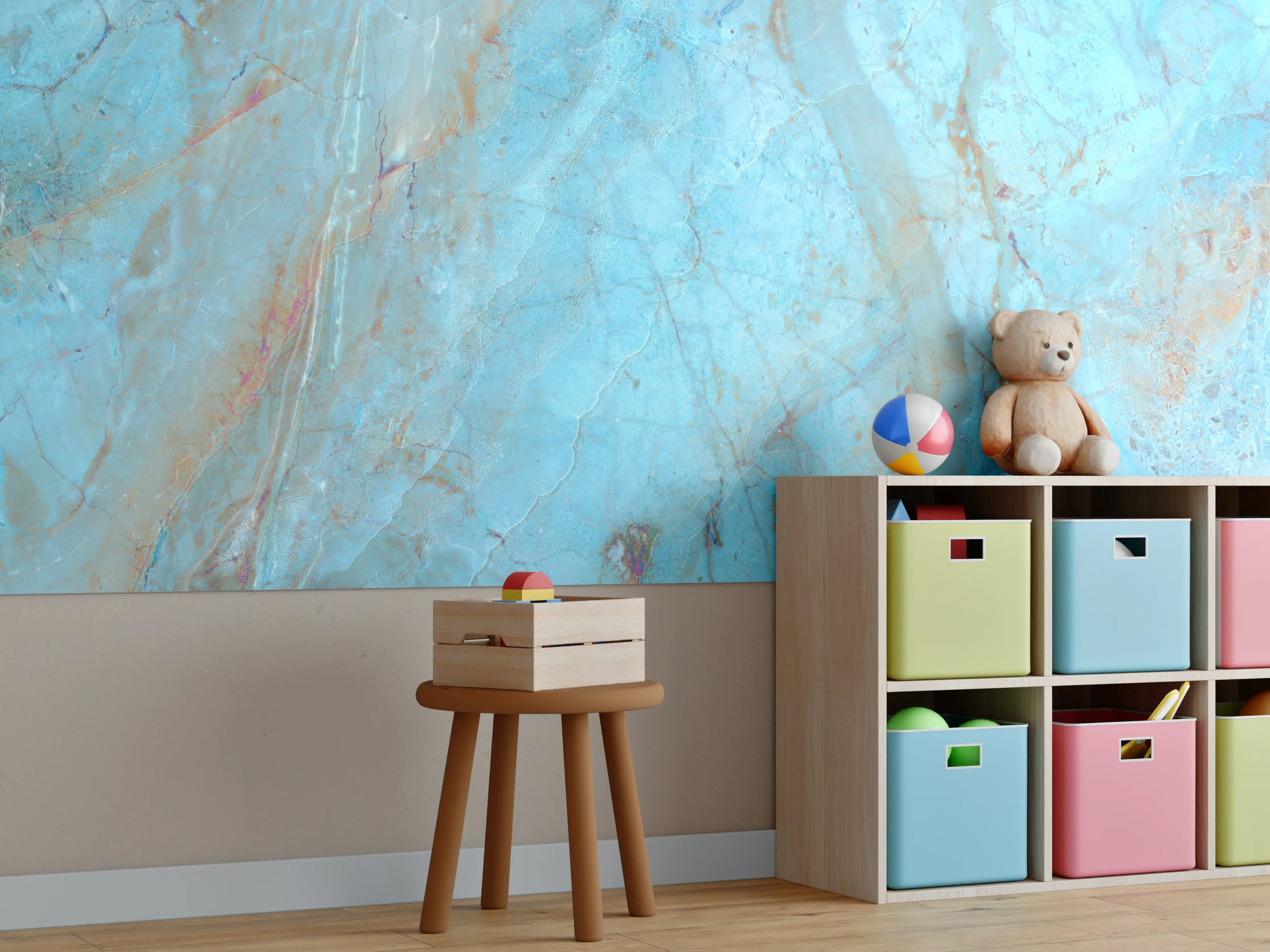 Kinderzimmer Wandgestaltung - Luxuriöser Onyxmarmor in Aqua Tone