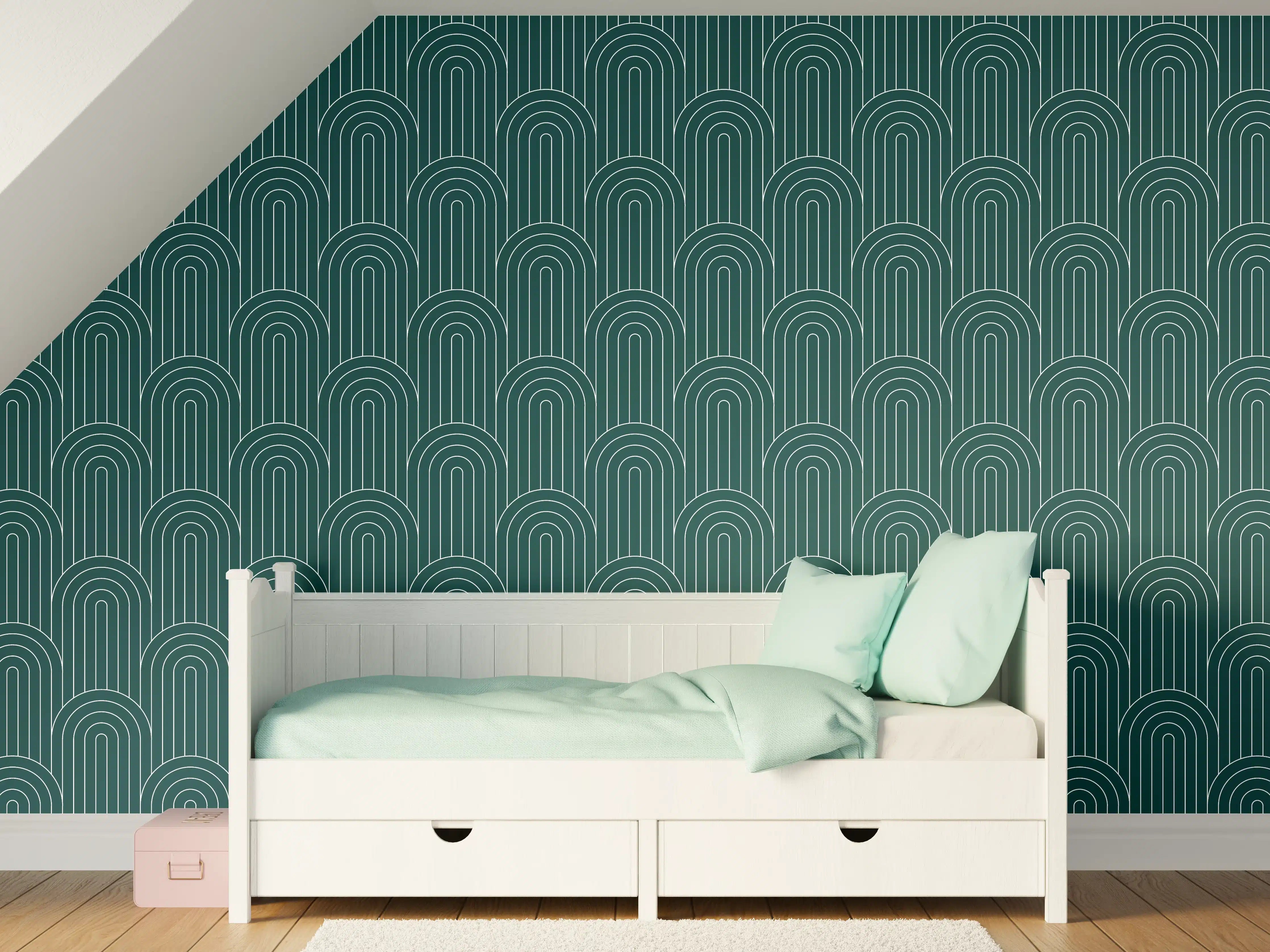 Kinderzimmer Wandgestaltung - Luxus-Arcate-Verde-Petrolio-Design