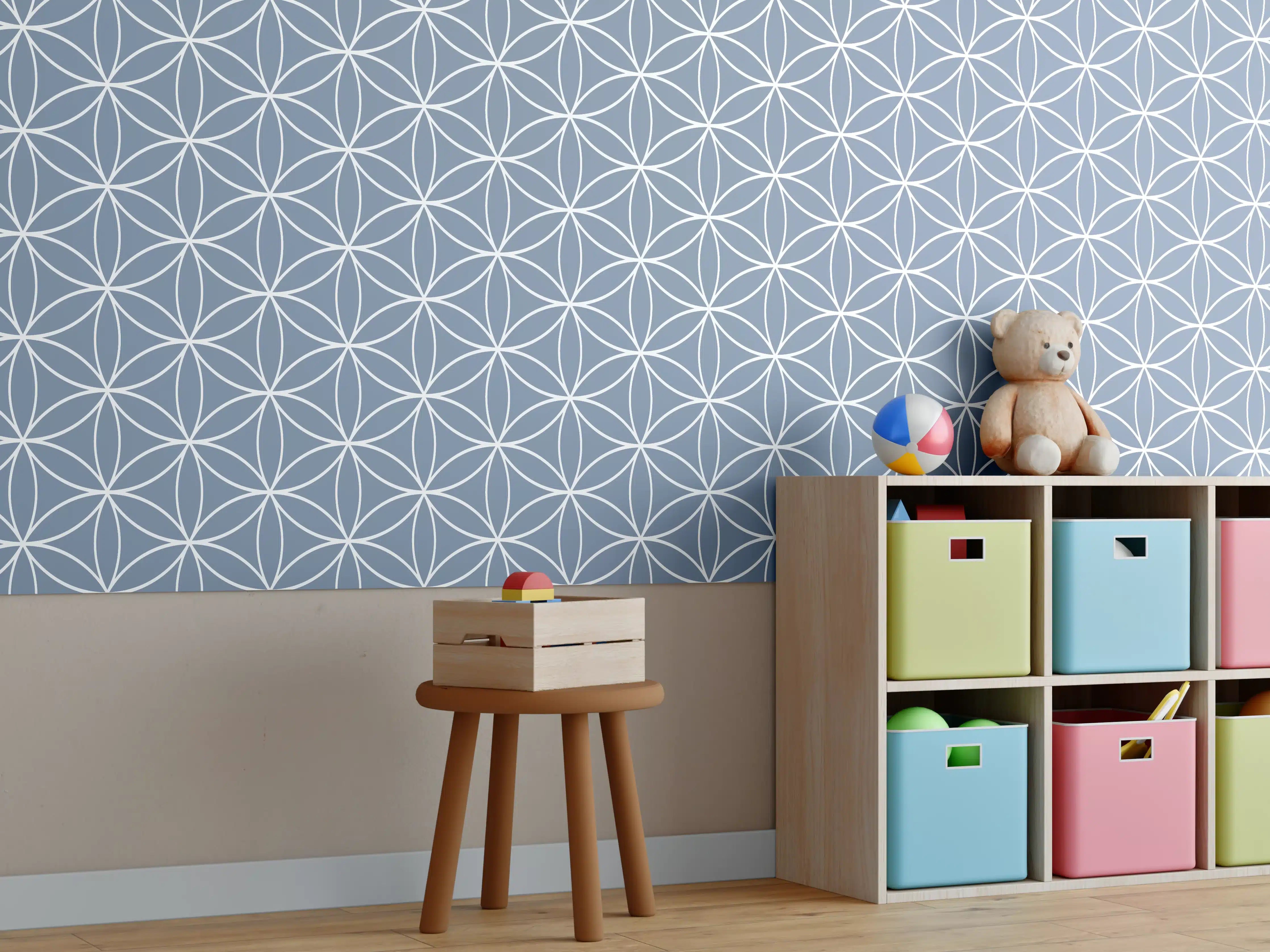 Kinderzimmer Wandgestaltung - Luxus-Blau-Grau-Muster