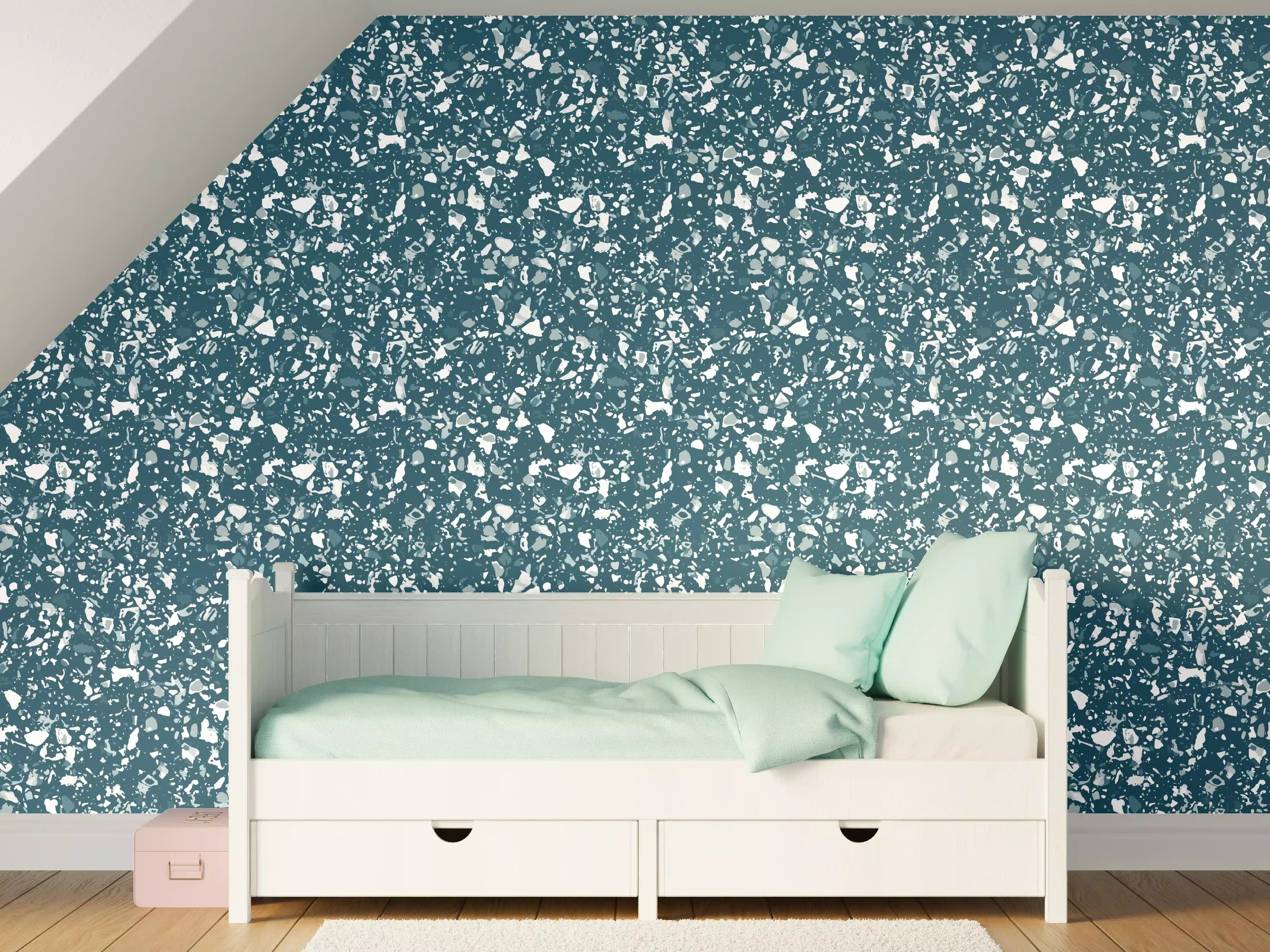 Kinderzimmer Wandgestaltung - Luxus-Blau-Petrol-Marmor-Textur