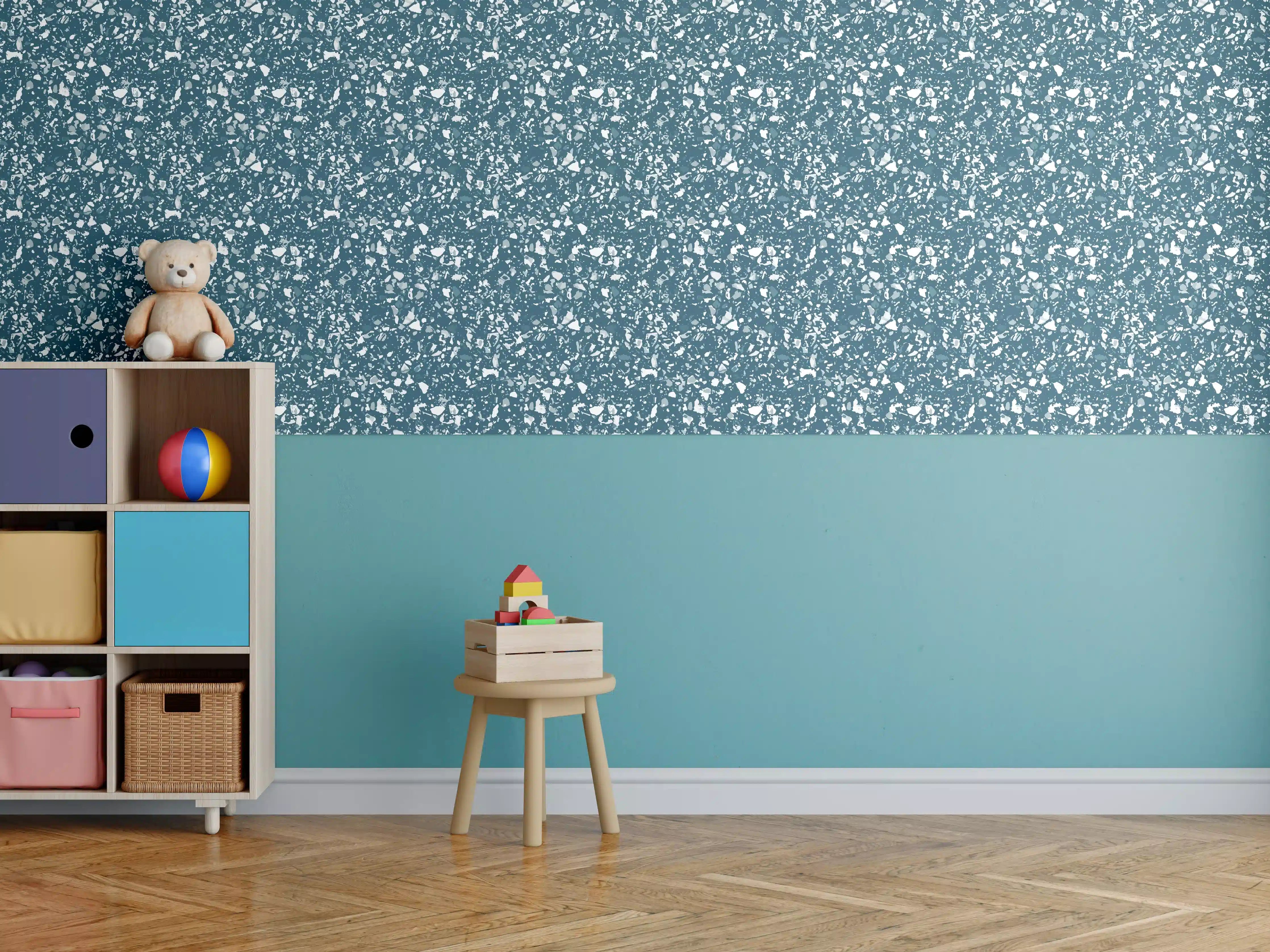 Kinderzimmer Wandgestaltung - Luxus-Blau-Petrol-Marmor-Textur