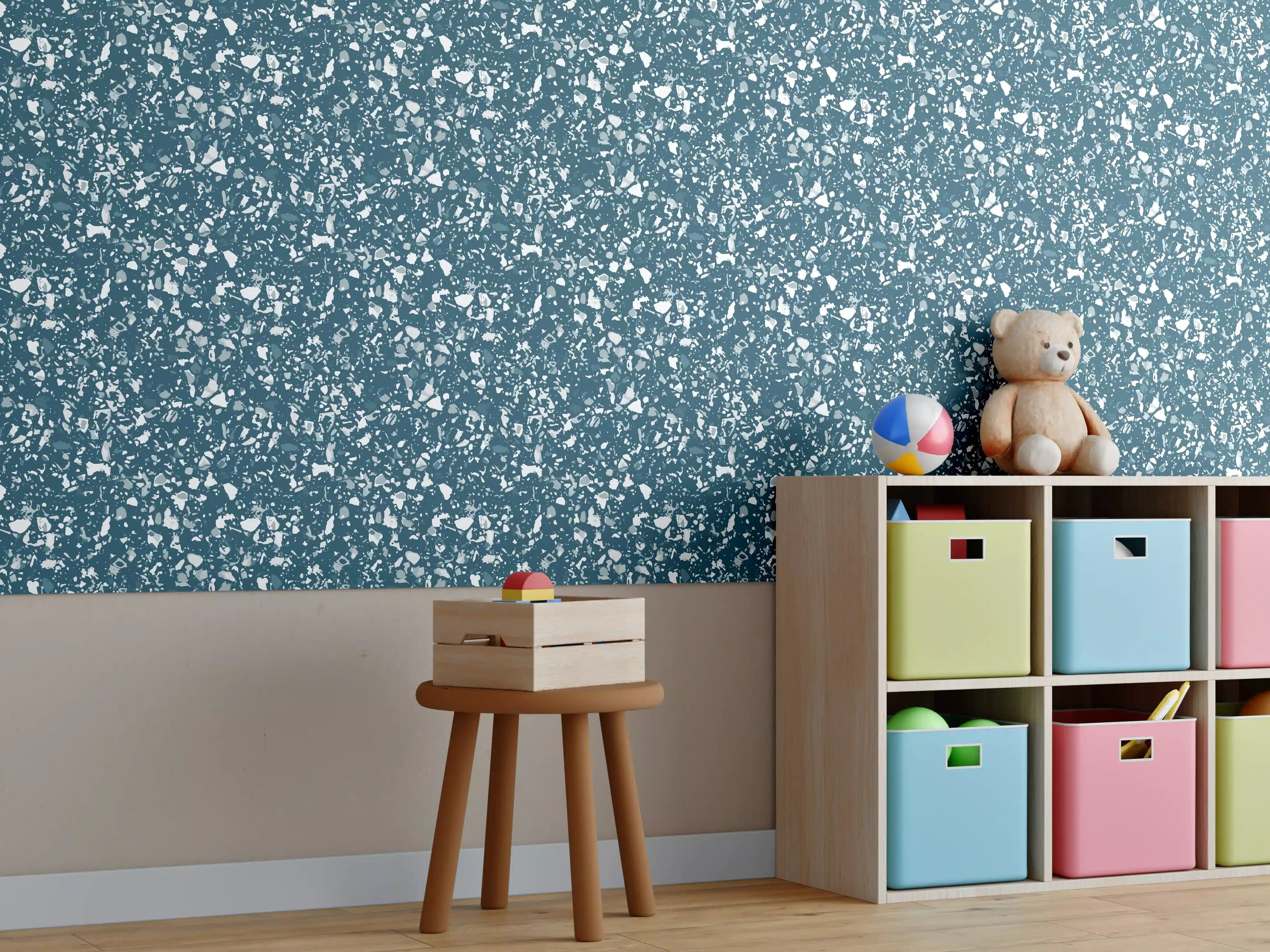 Kinderzimmer Wandgestaltung - Luxus-Blau-Petrol-Marmor-Textur