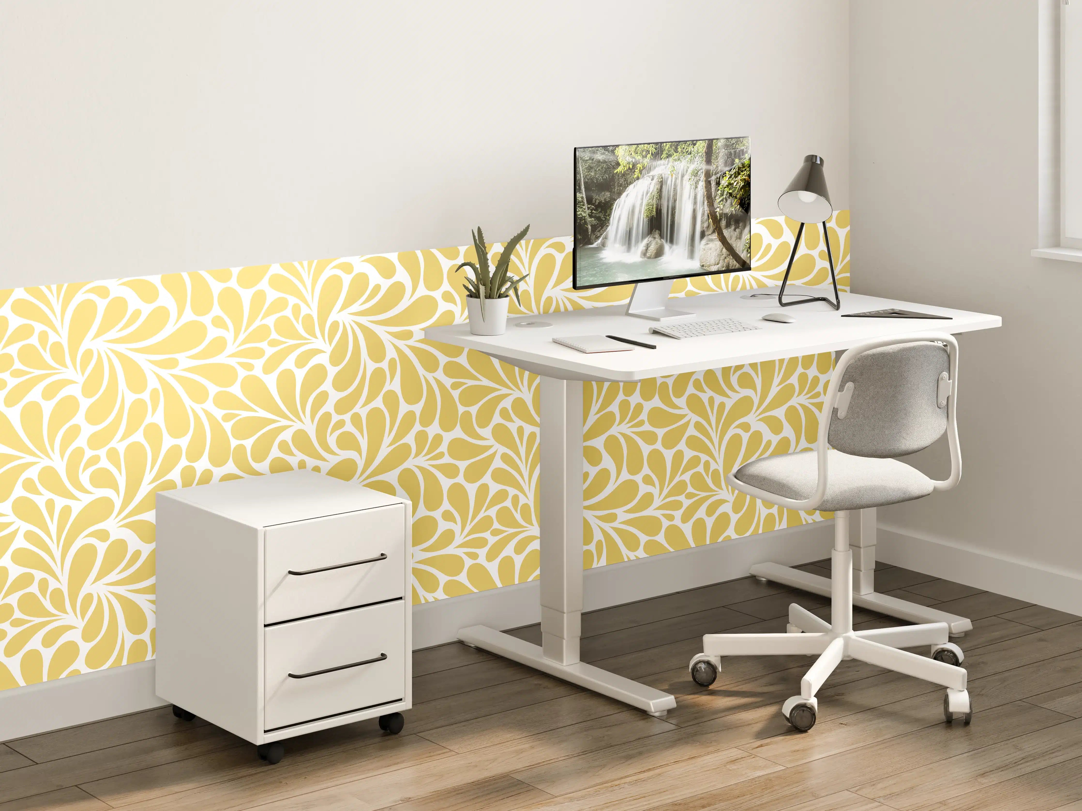 Kinderzimmer Wandgestaltung - Luxus-Gelb-Weiß-Muster