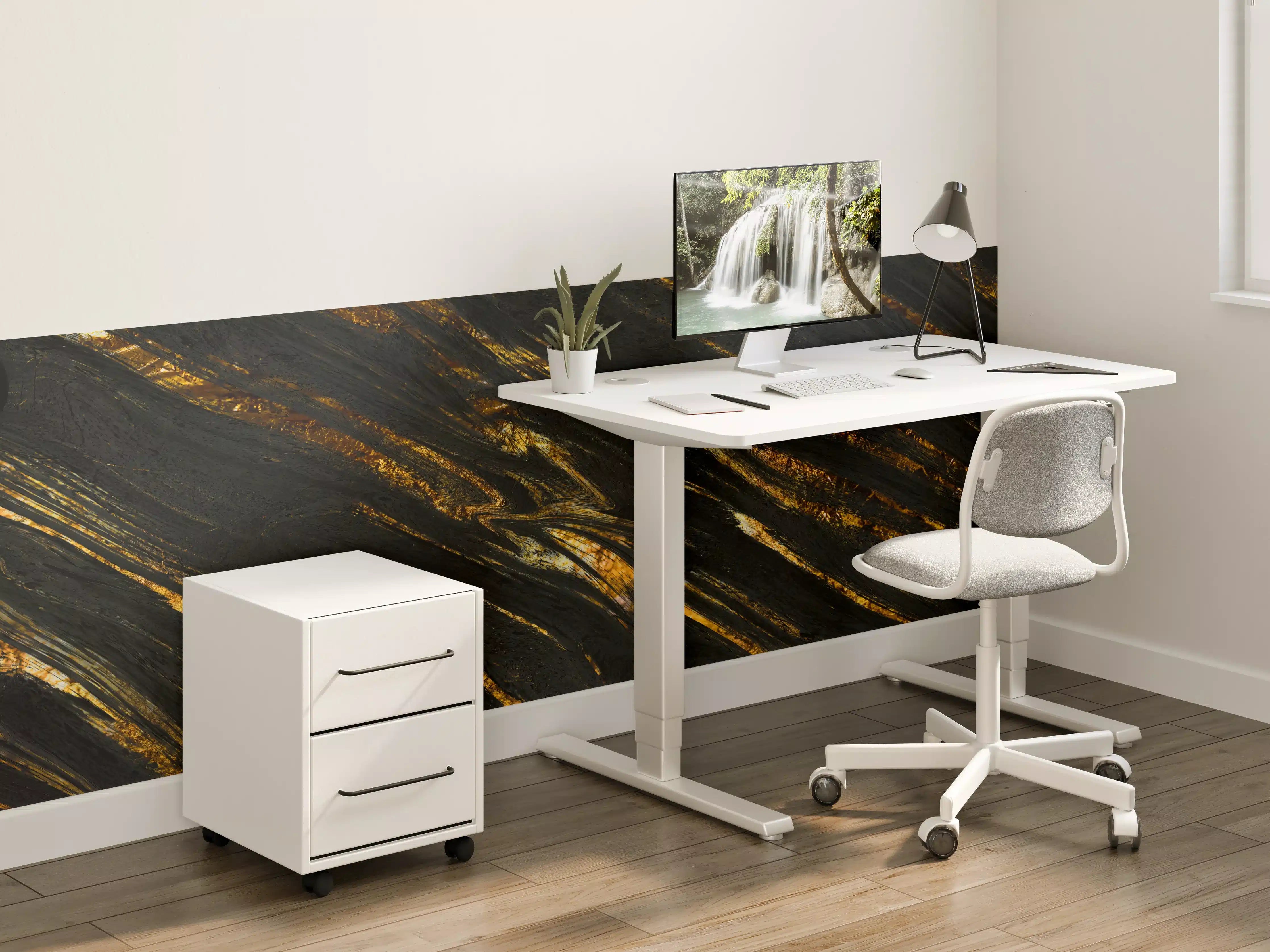 Kinderzimmer Wandgestaltung - Luxus Gold Marmor-Holz Textur