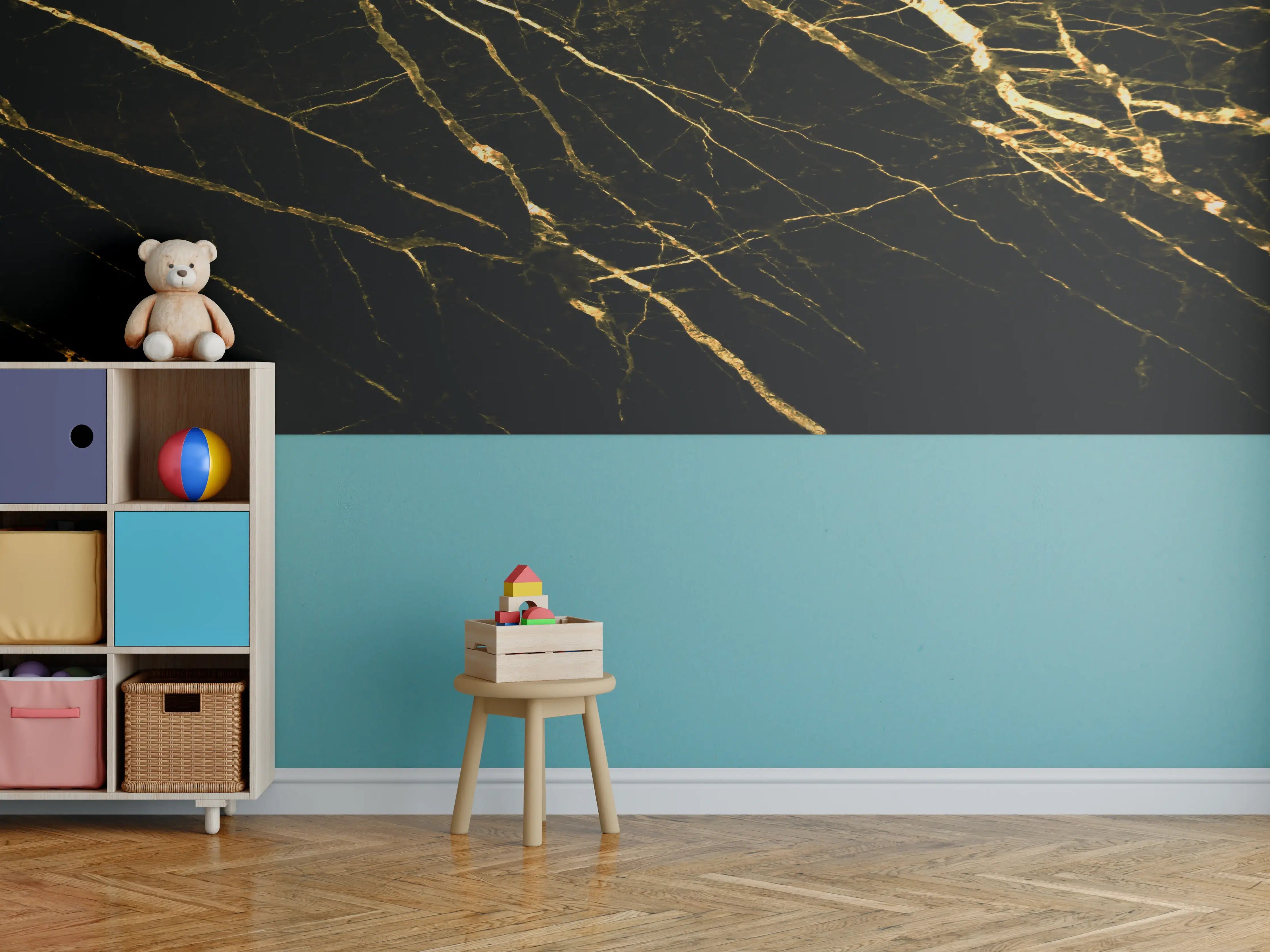 Kinderzimmer Wandgestaltung - Luxus Goldmarmortextur
