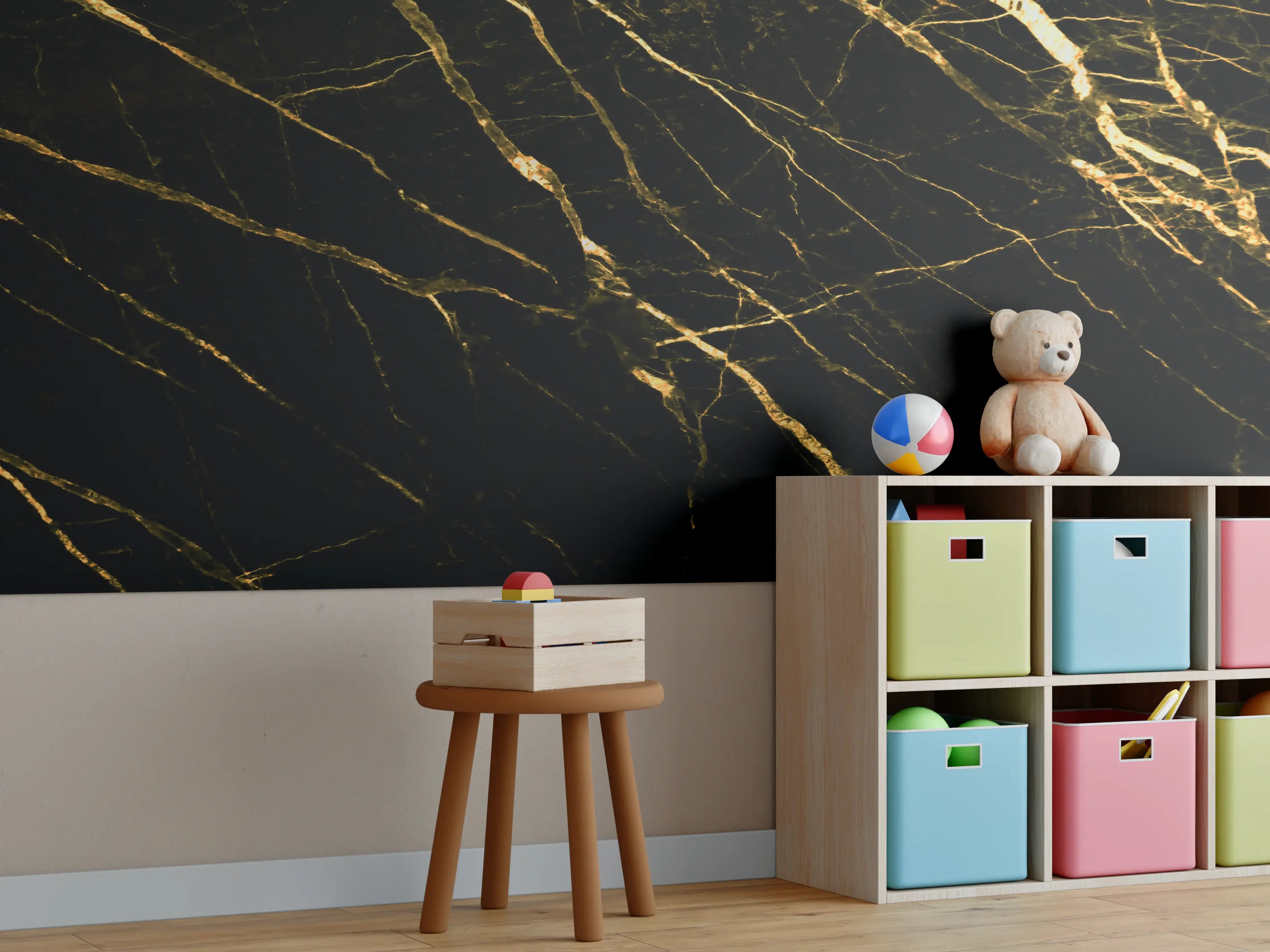 Kinderzimmer Wandgestaltung - Luxus Goldmarmortextur