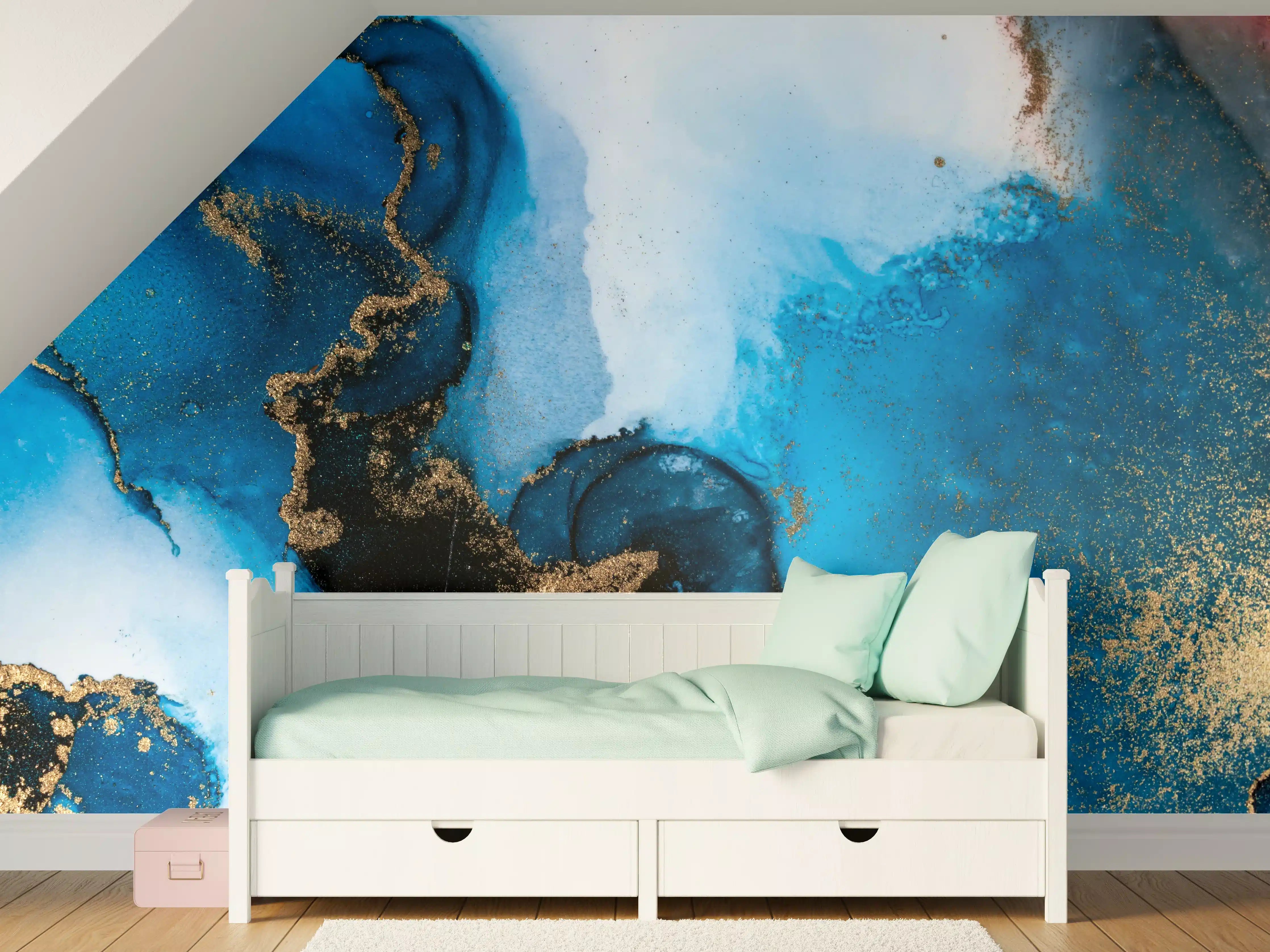 Kinderzimmer Wandgestaltung - Luxus Marmor Textur - Flüssigmalerei
