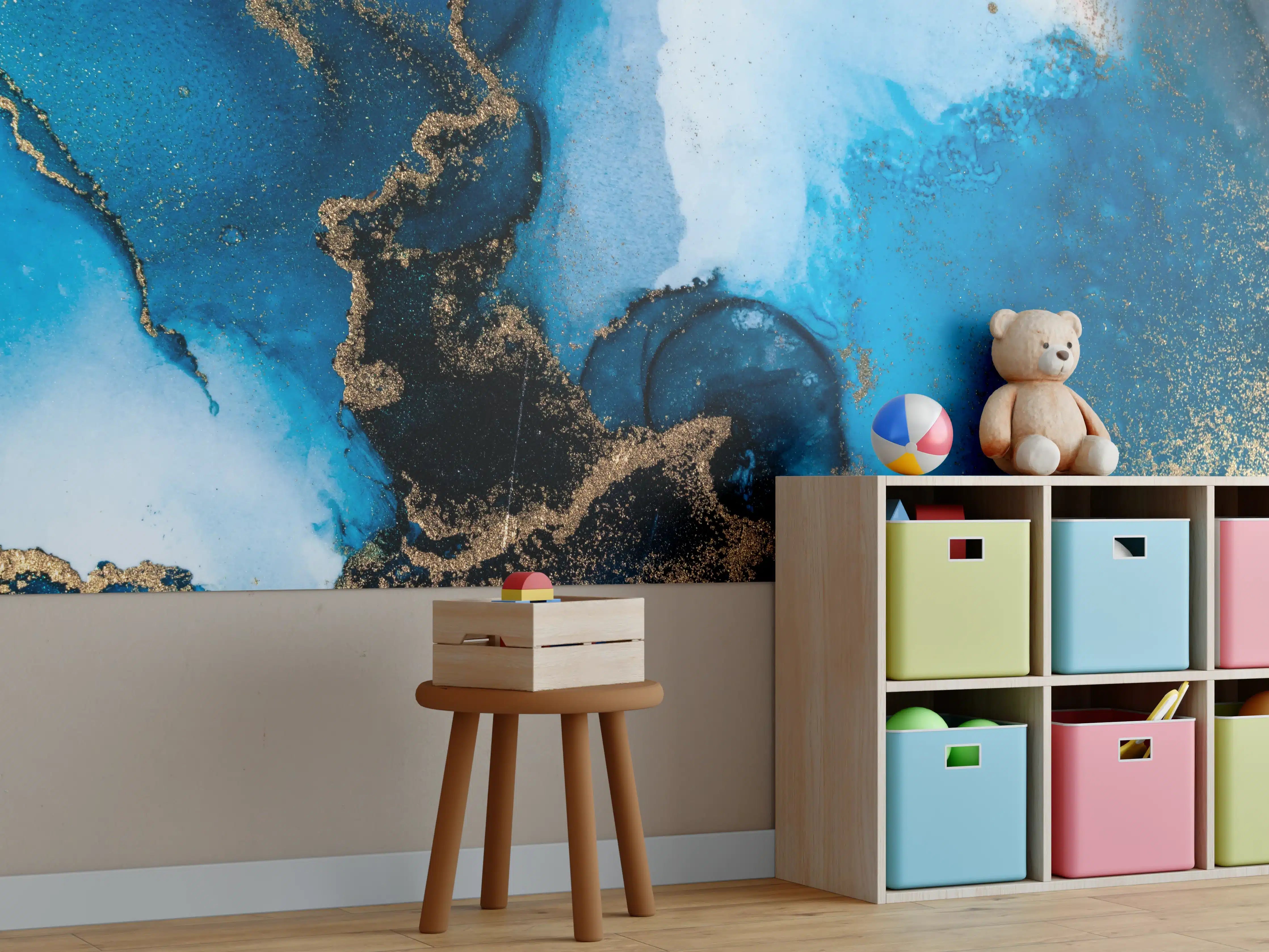 Kinderzimmer Wandgestaltung - Luxus Marmor Textur - Flüssigmalerei
