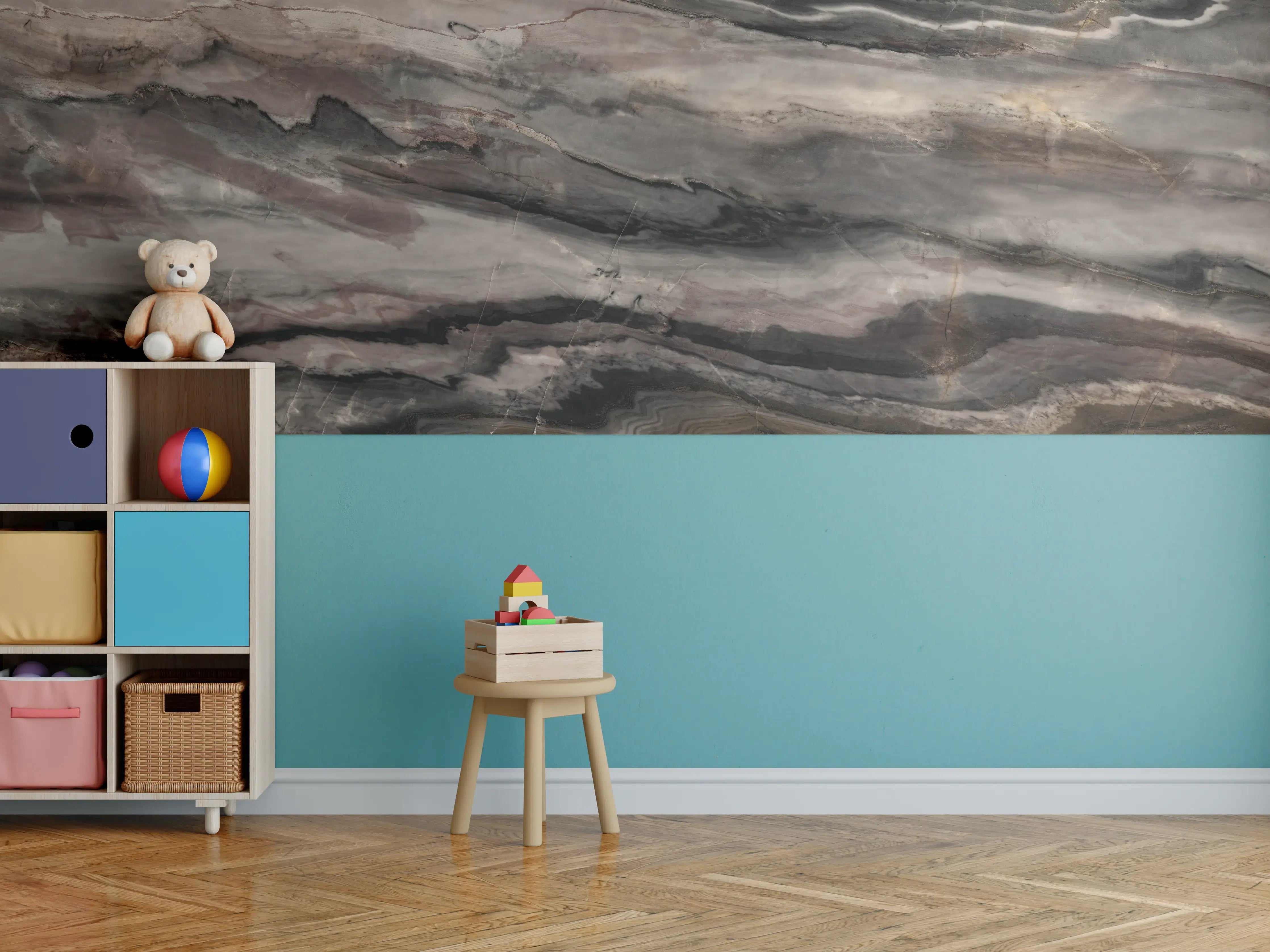 Kinderzimmer Wandgestaltung - Luxus-Optik mit natürlicher Marmor-Textur