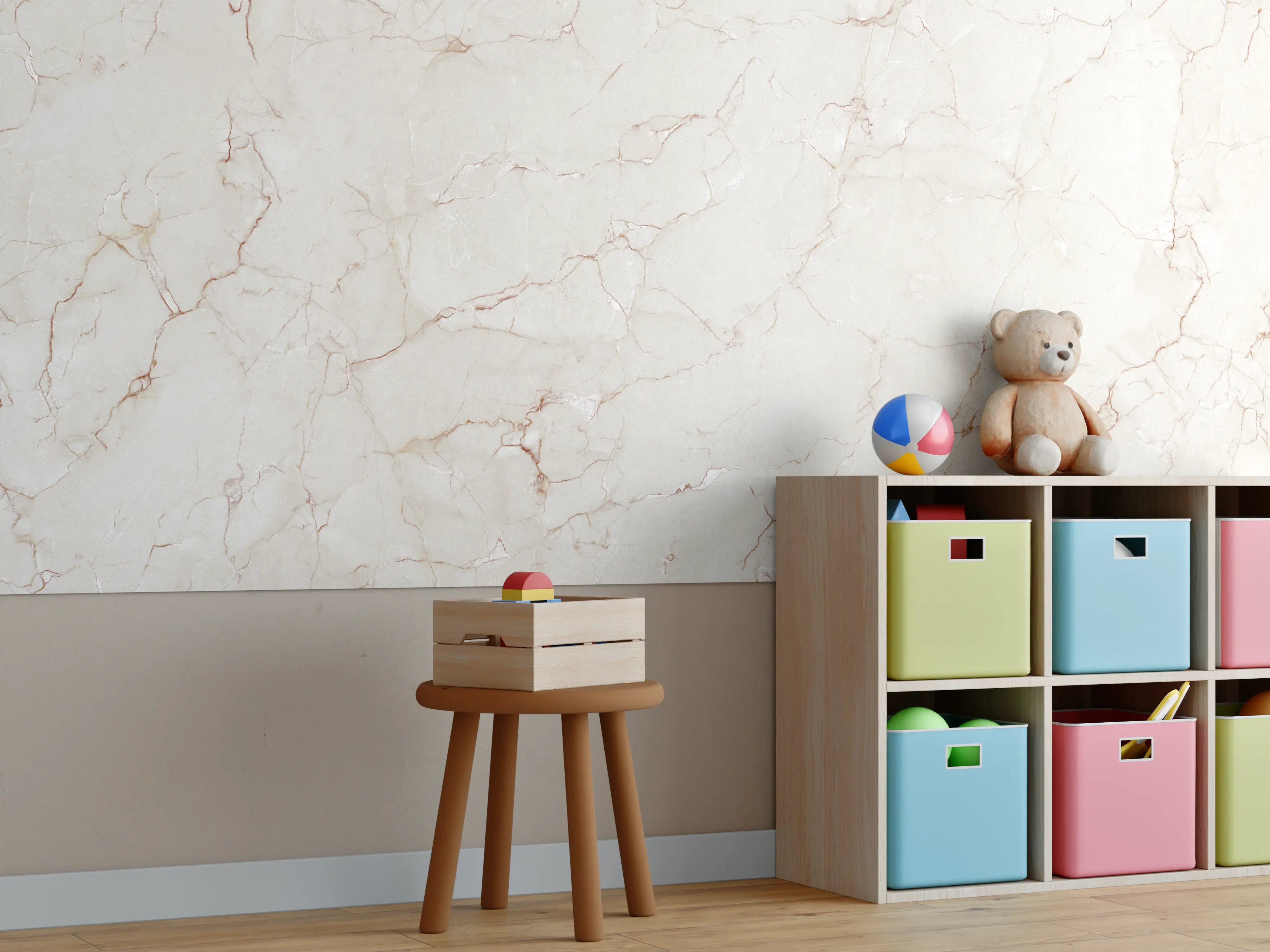 Kinderzimmer Wandgestaltung - Luxus Weiß-Grau Marmor-Textur