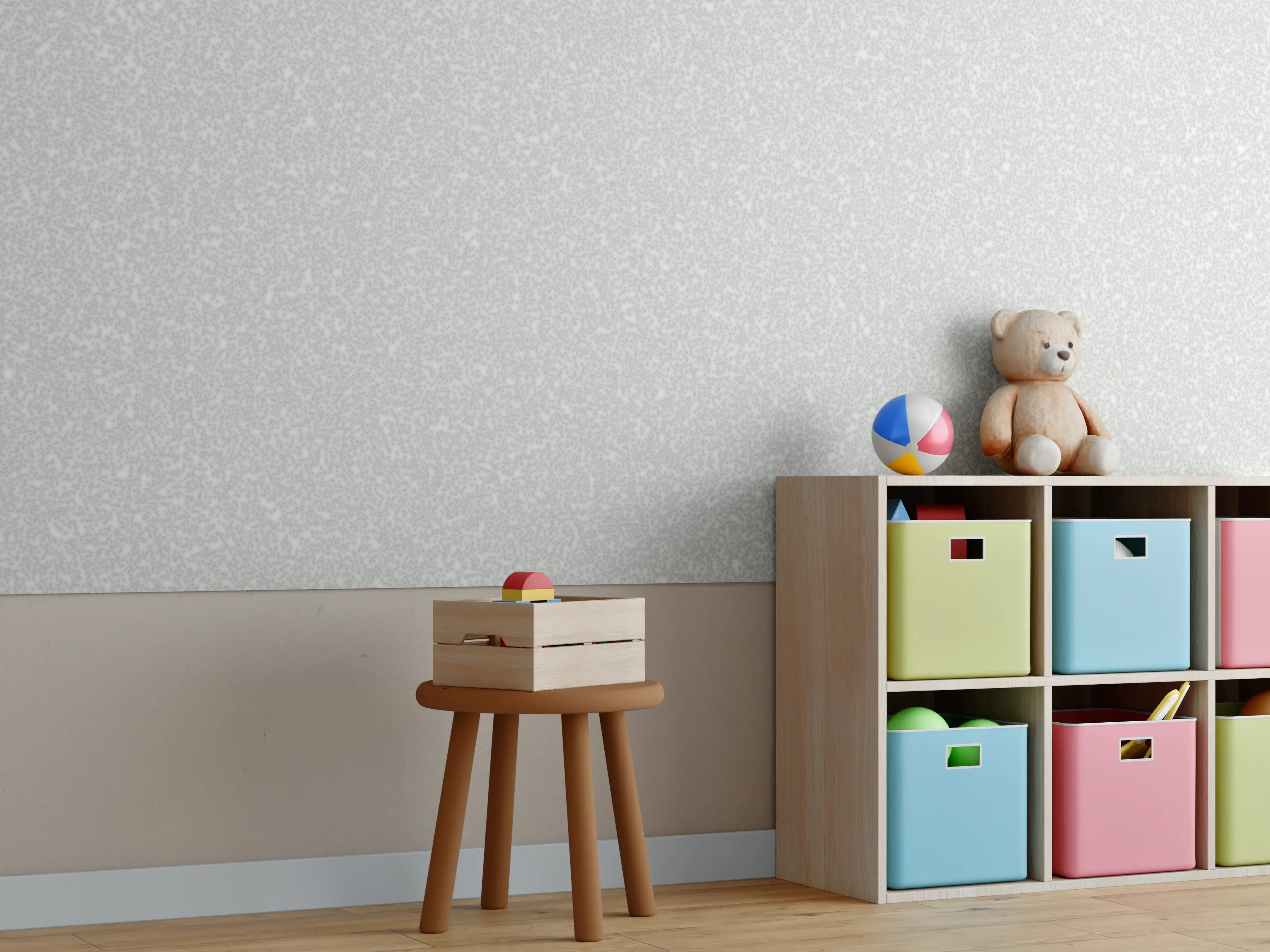 Kinderzimmer Wandgestaltung - Luxus-Weiße Wand mit grauer Struktur