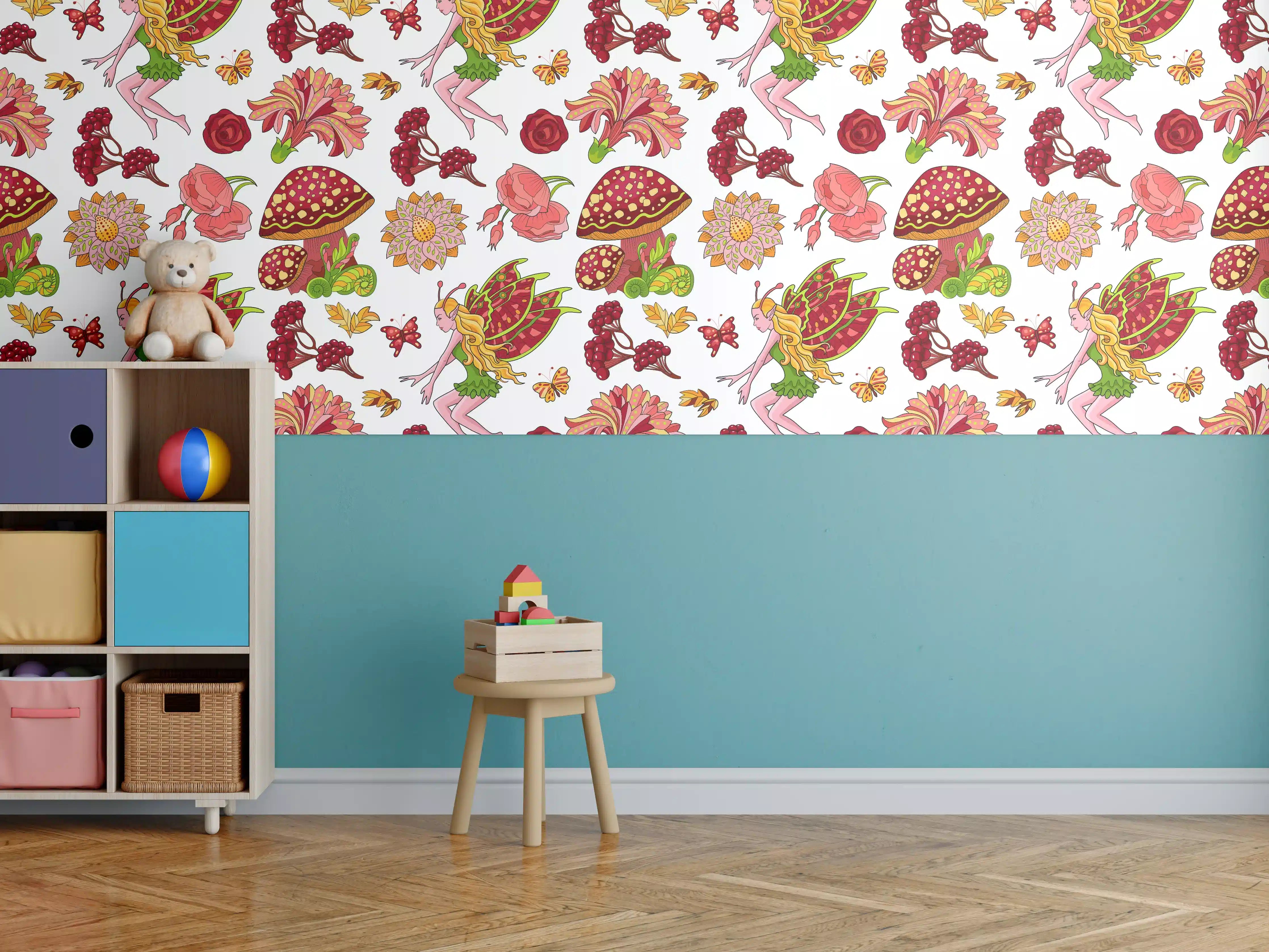 Kinderzimmer Wandgestaltung - Mädchen mit buntem Ballon