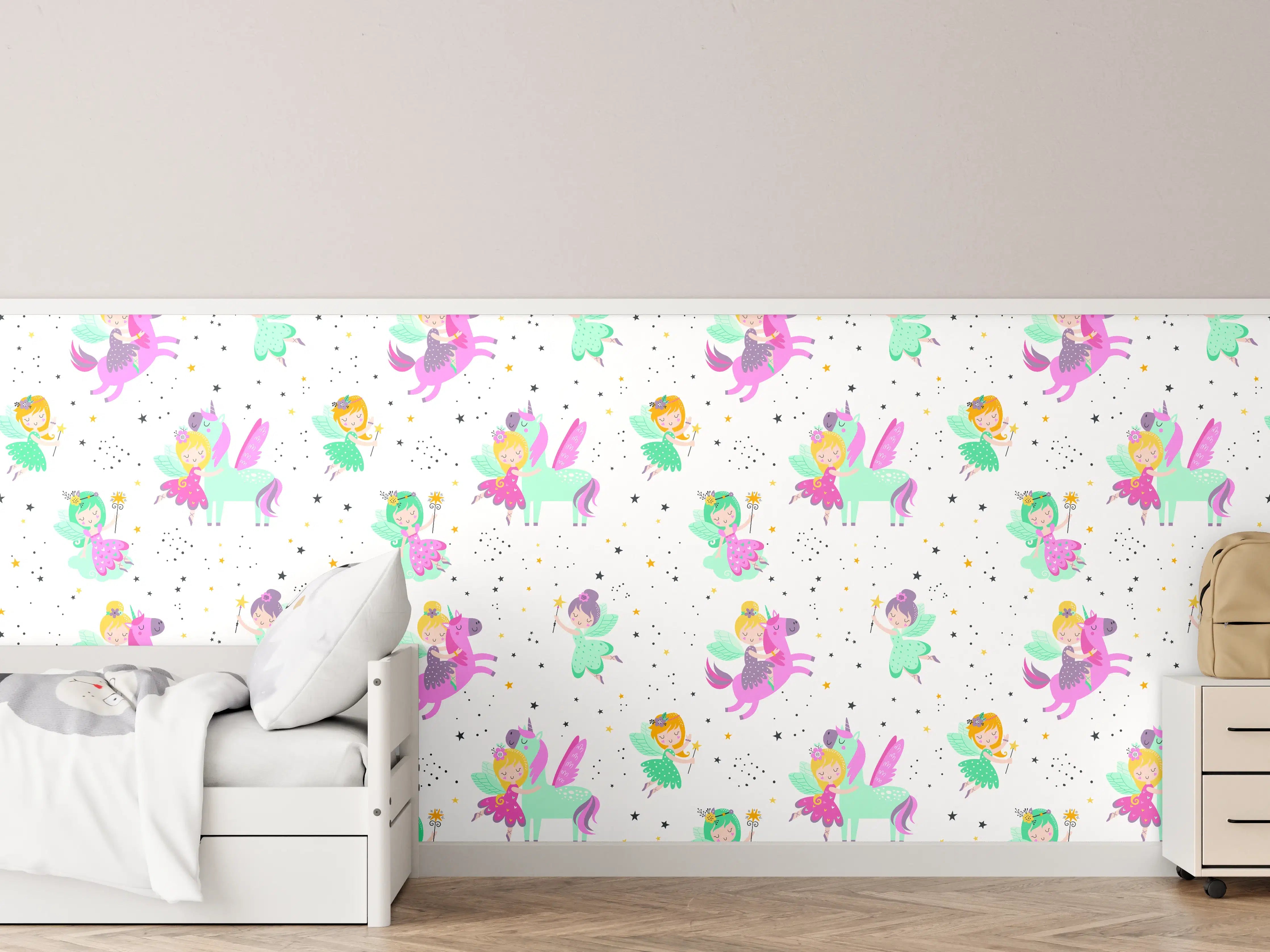 Kinderzimmer Wandgestaltung - Magische Einhorn-Welt in Pastellfarben