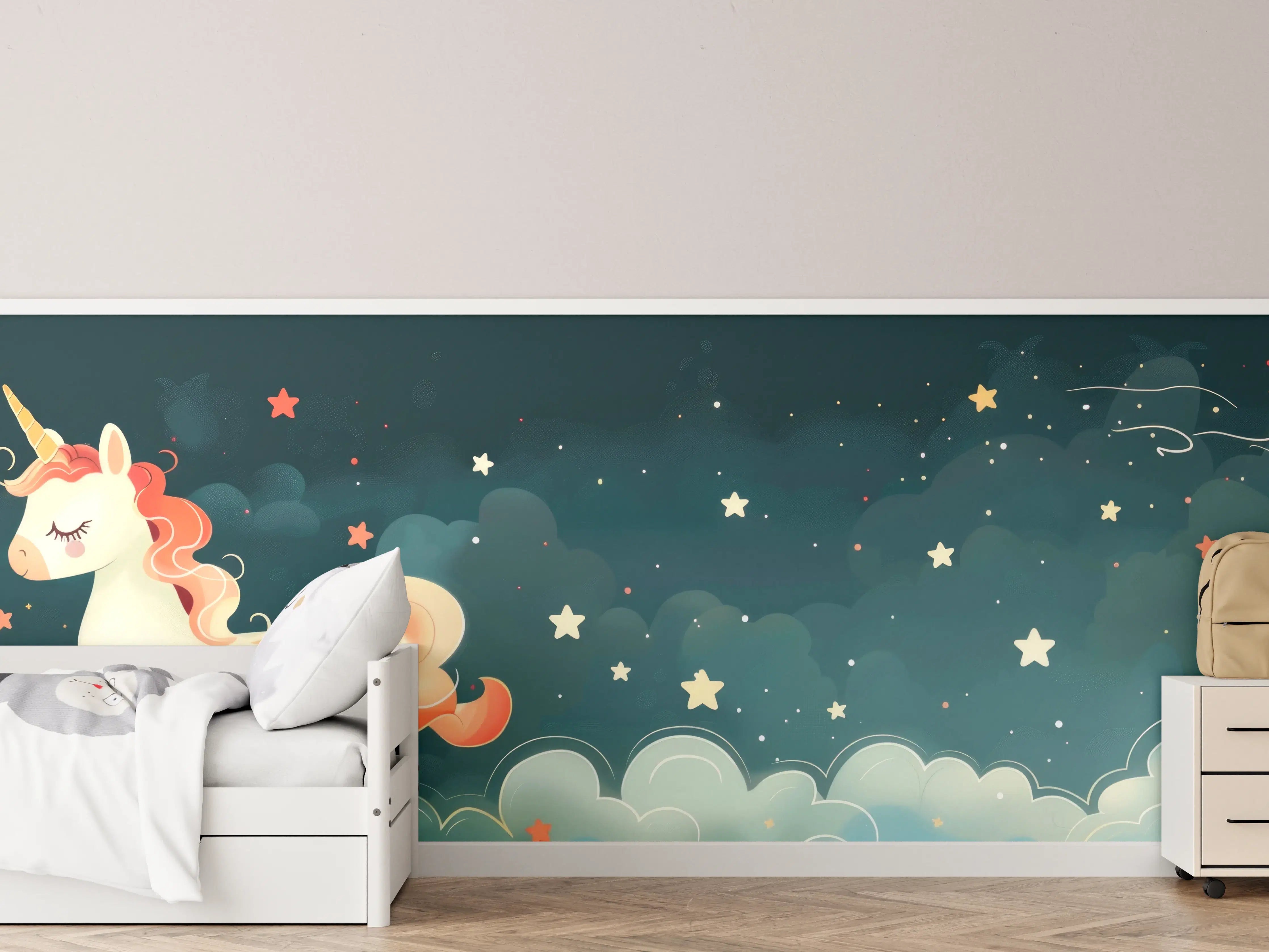 Kinderzimmer Wandgestaltung - Magischer Einhorn-Himmel mit Sternen
