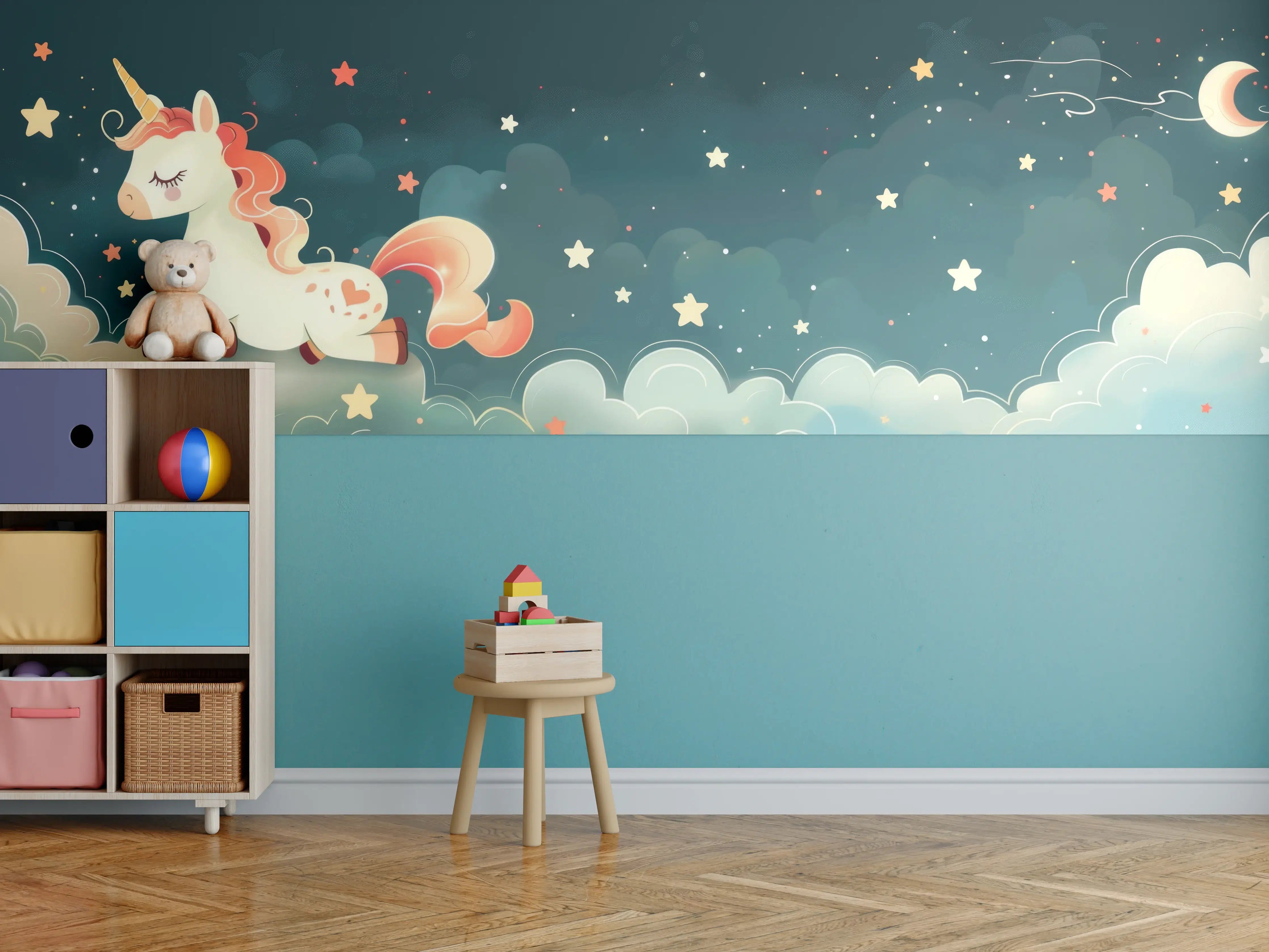 Kinderzimmer Wandgestaltung - Magischer Einhorn-Himmel mit Sternen