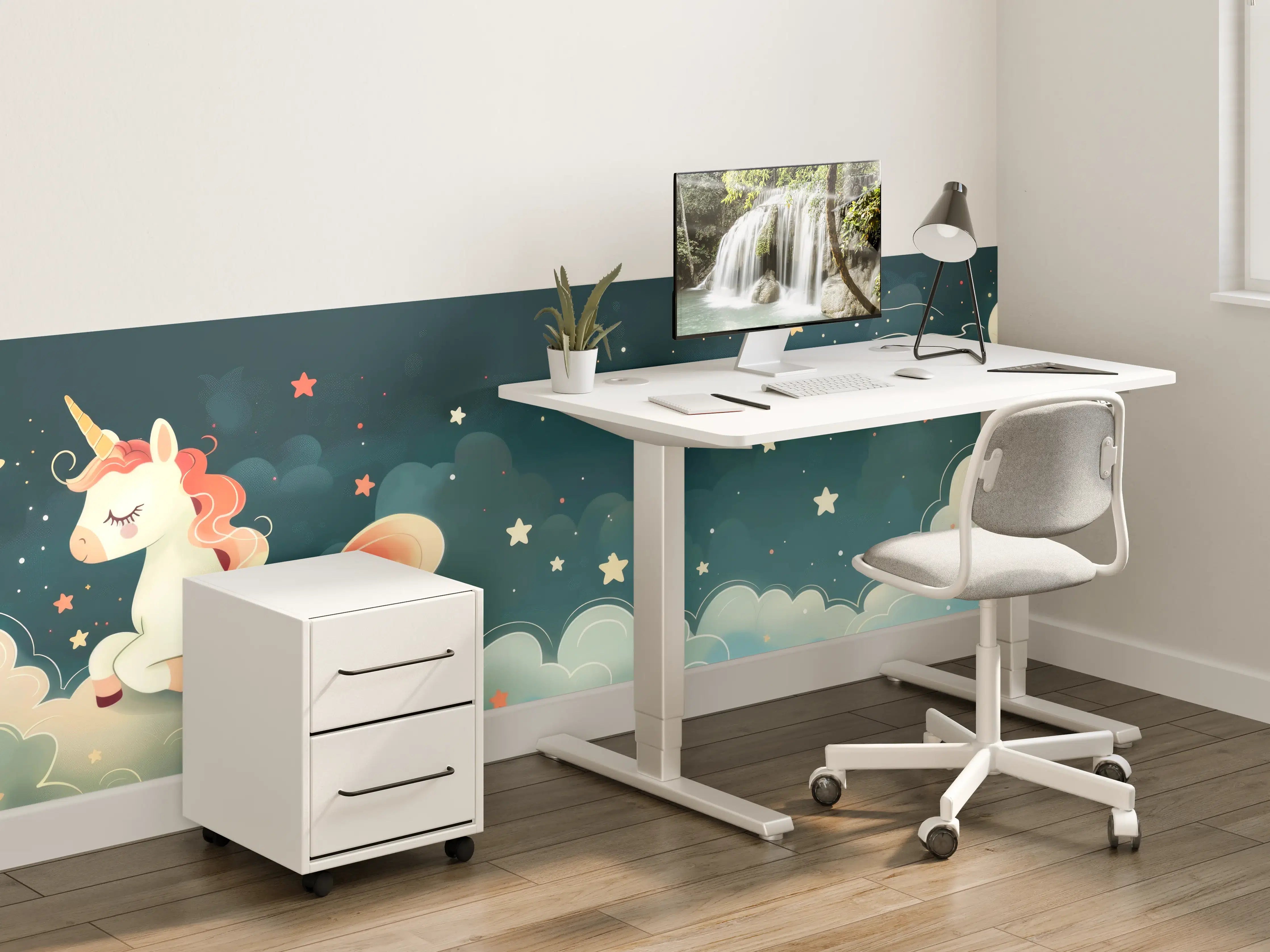 Kinderzimmer Wandgestaltung - Magischer Einhorn-Himmel mit Sternen