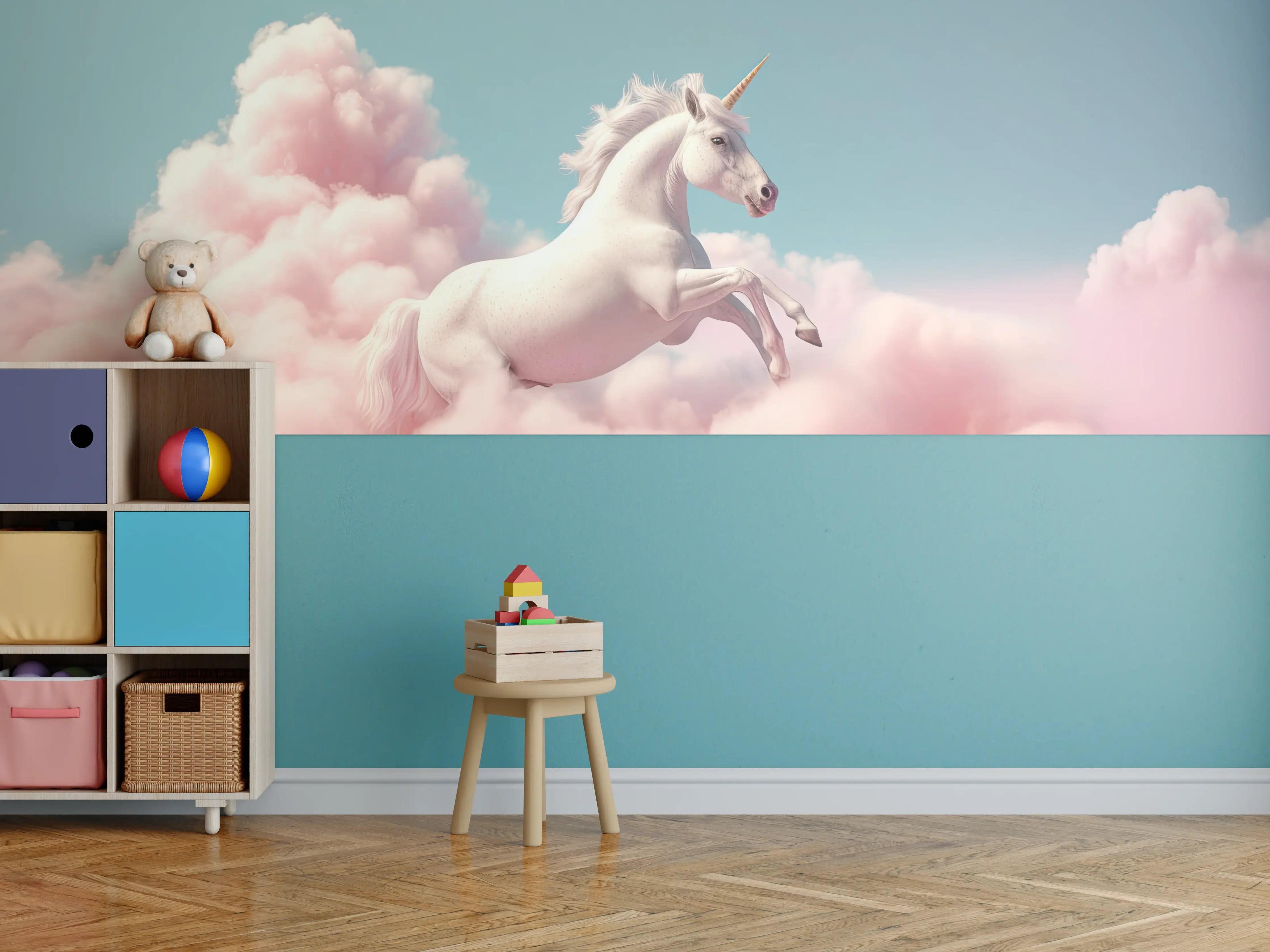 Kinderzimmer Wandgestaltung - Magischer Pegasus in Wolken