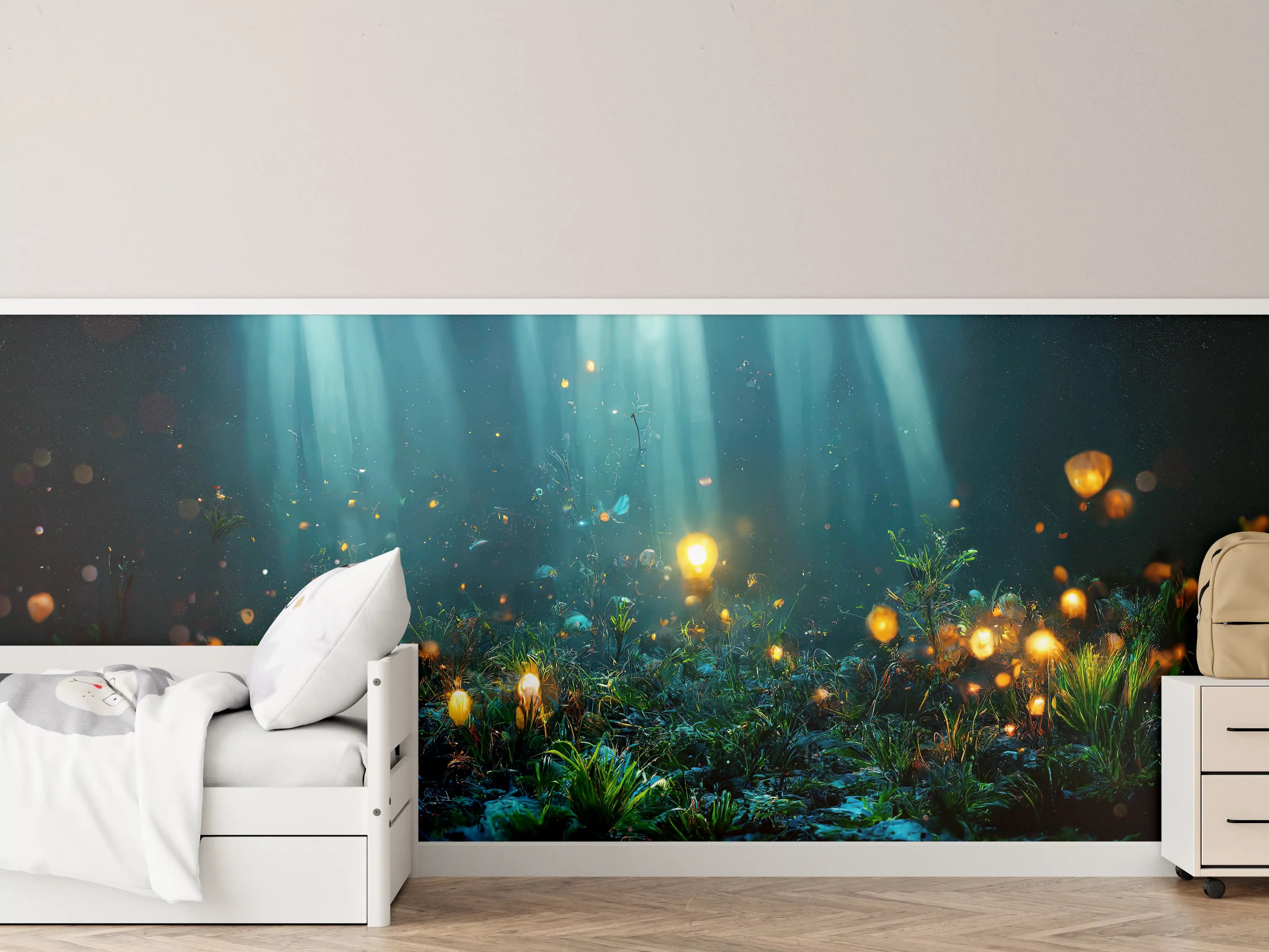 Kinderzimmer Wandgestaltung - Magisches Unterwasser-Lichtermeer