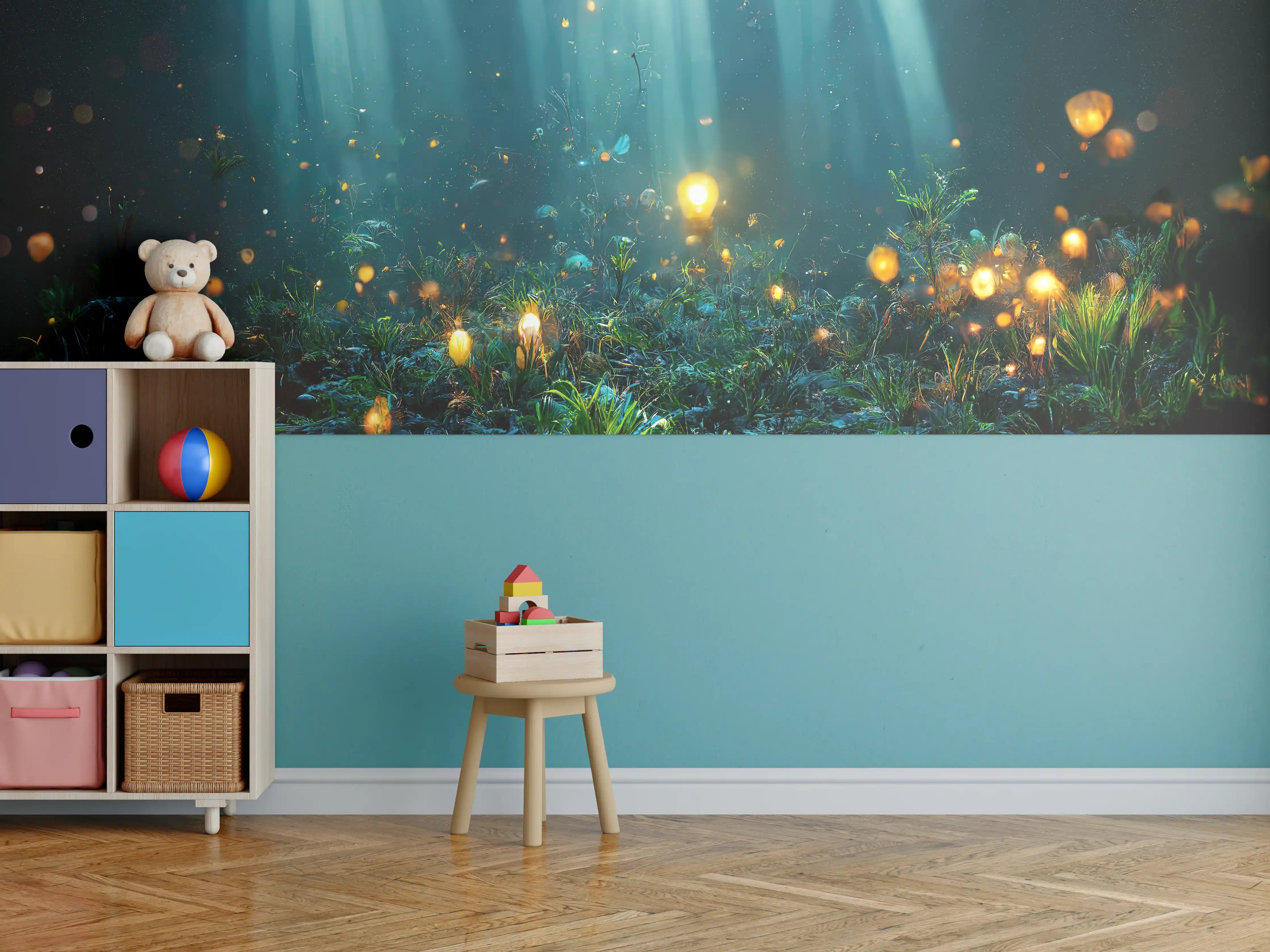 Kinderzimmer Wandgestaltung - Magisches Unterwasser-Lichtermeer