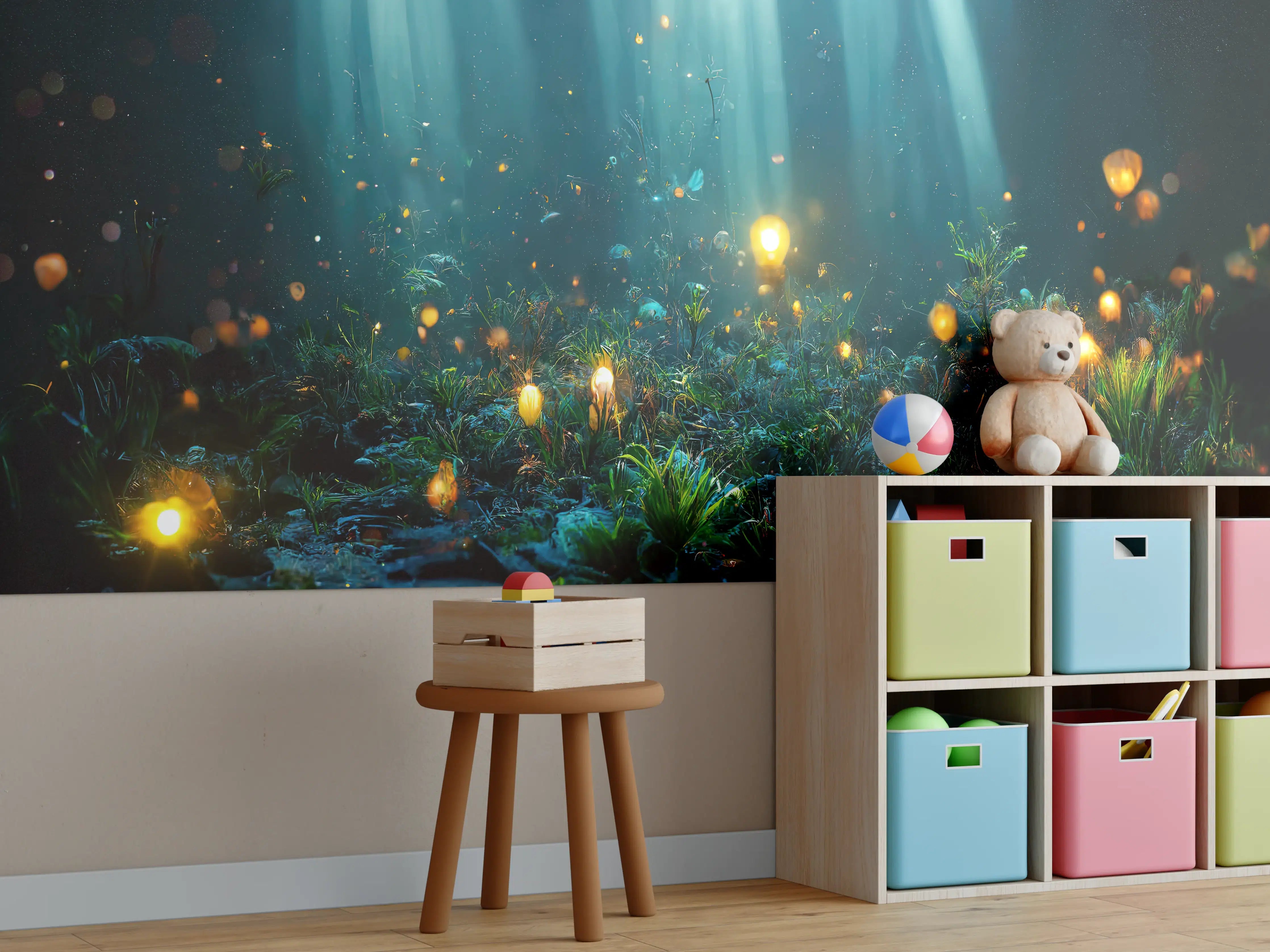 Kinderzimmer Wandgestaltung - Magisches Unterwasser-Lichtermeer