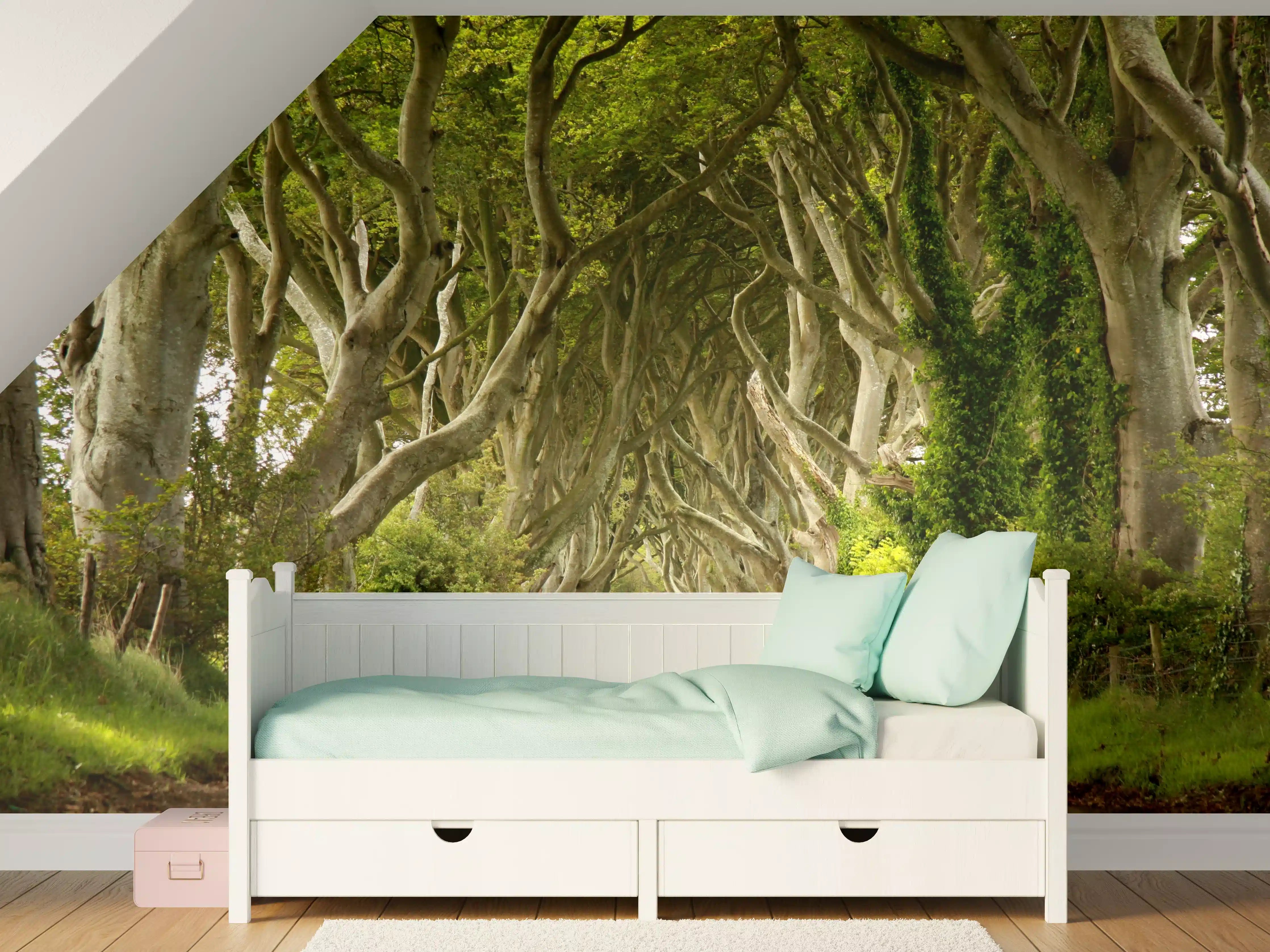 Kinderzimmer Wandgestaltung - Majestätischer Baumtunnel
