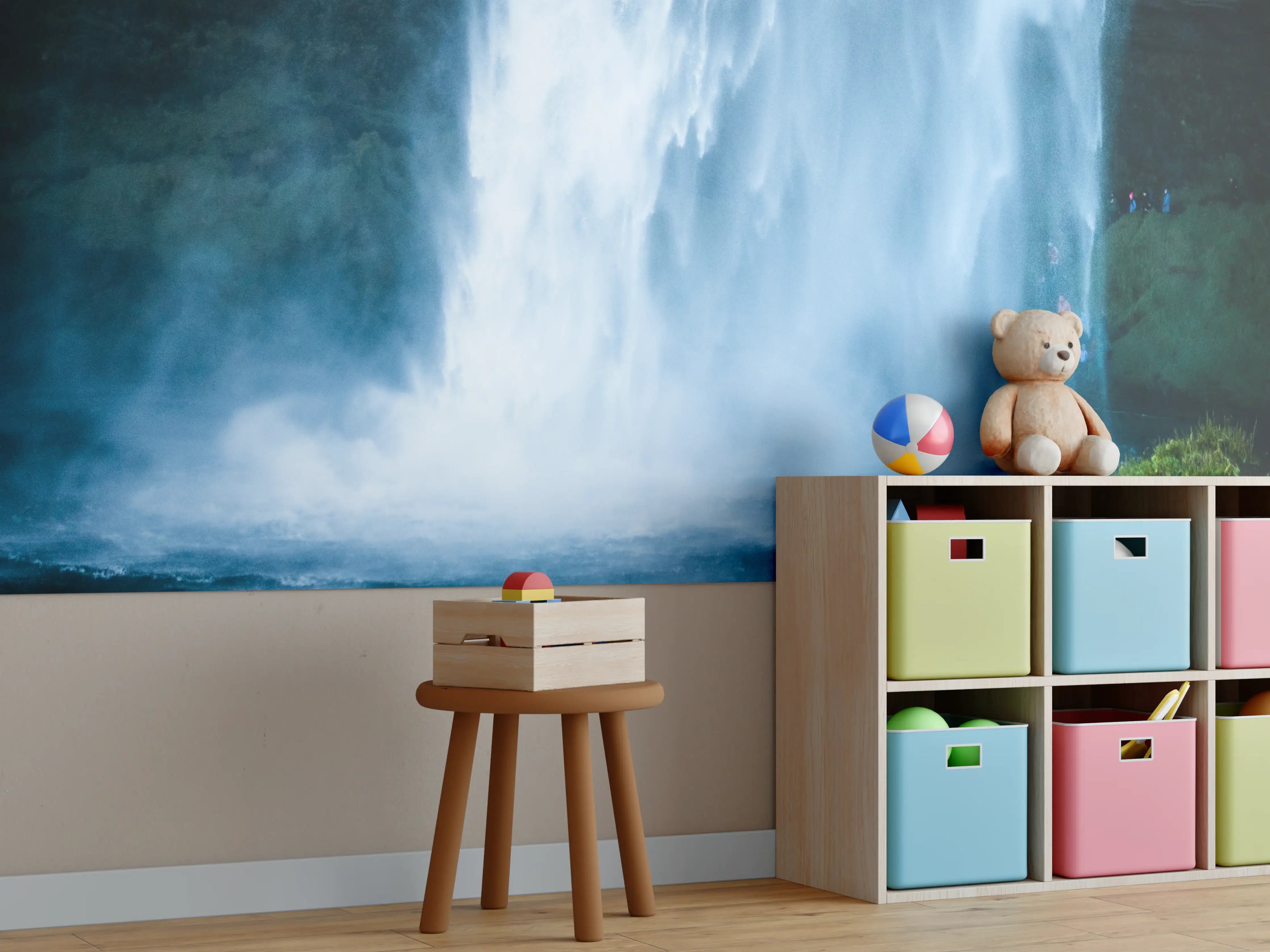 Kinderzimmer Wandgestaltung - Majestätischer Wasserfall in Island