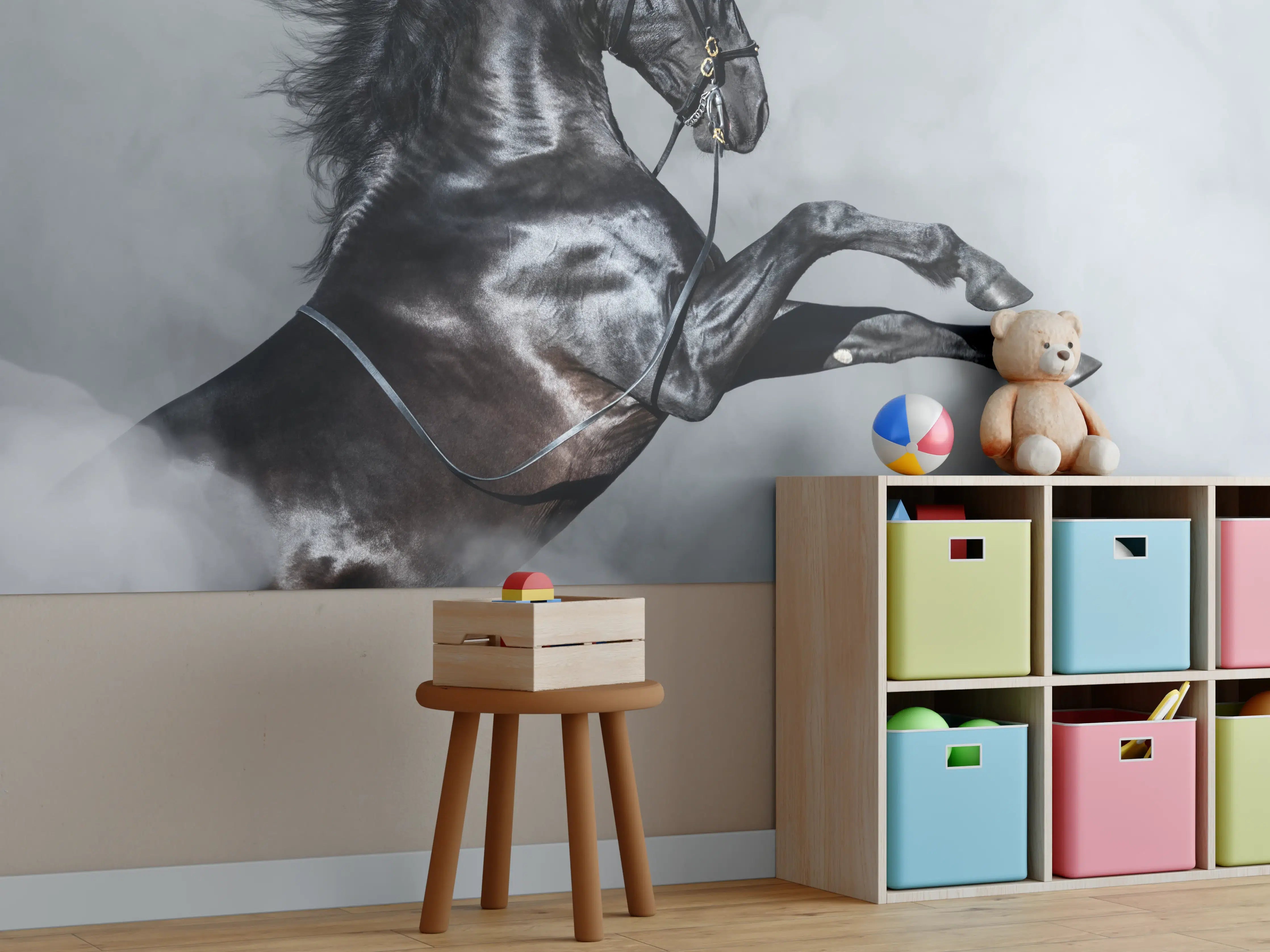 Kinderzimmer Wandgestaltung - Majestätisches Schwarzes Pferd
