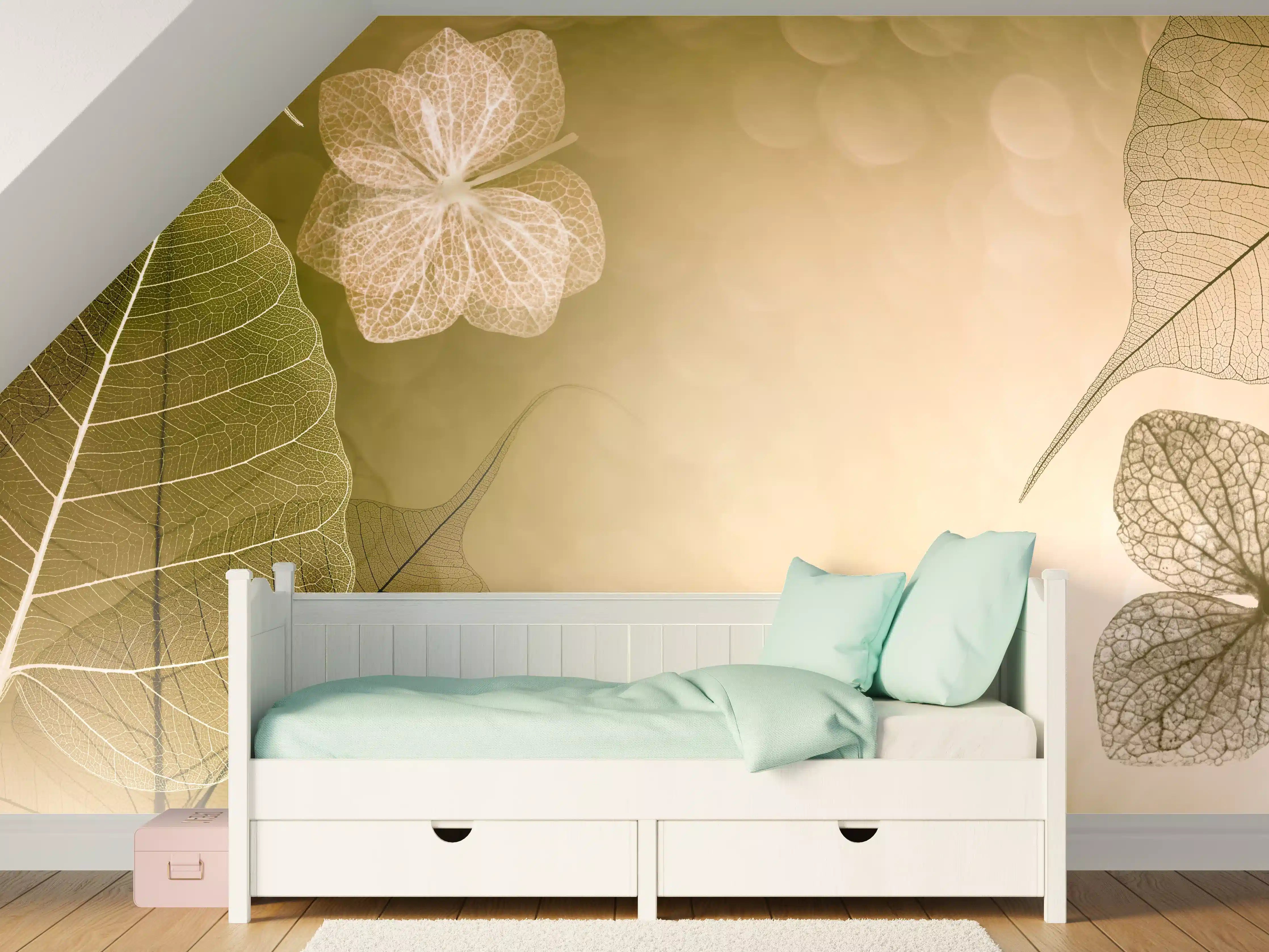 Kinderzimmer Wandgestaltung - Makro Blattadern Kunstwerk