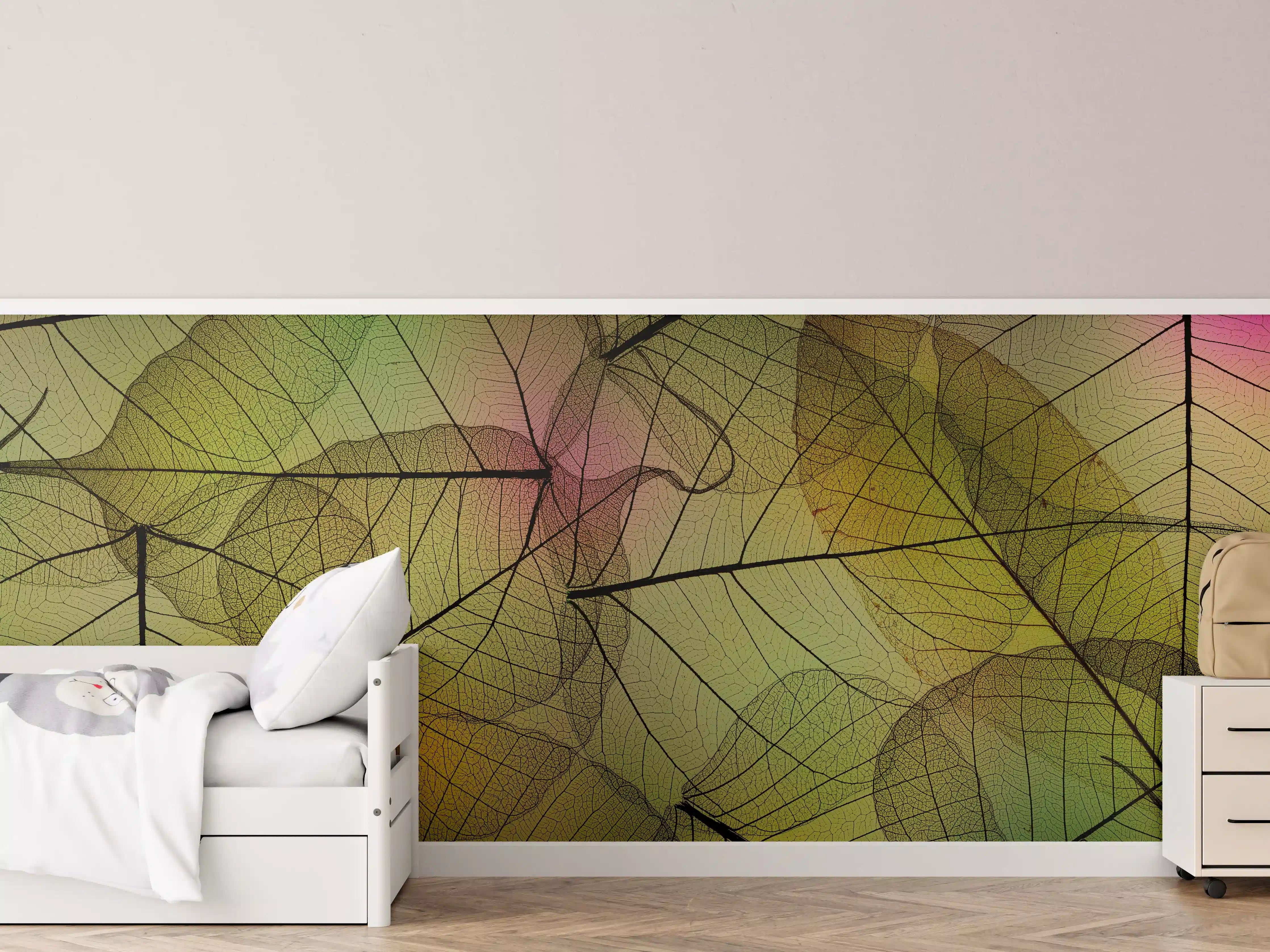 Kinderzimmer Wandgestaltung - Makro Blattadern Textur