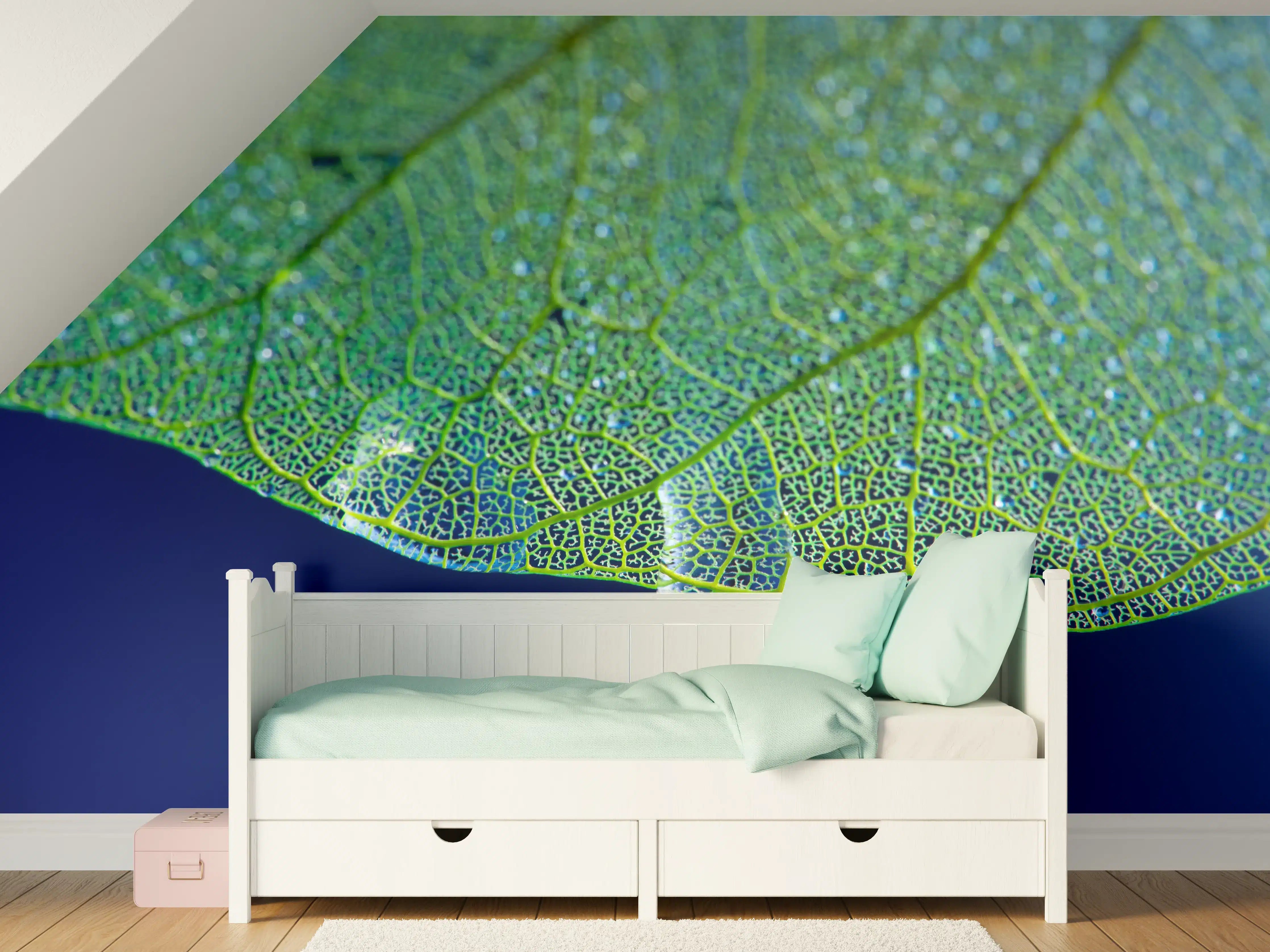 Kinderzimmer Wandgestaltung - Makroaufnahme Grünes Blattgeäder