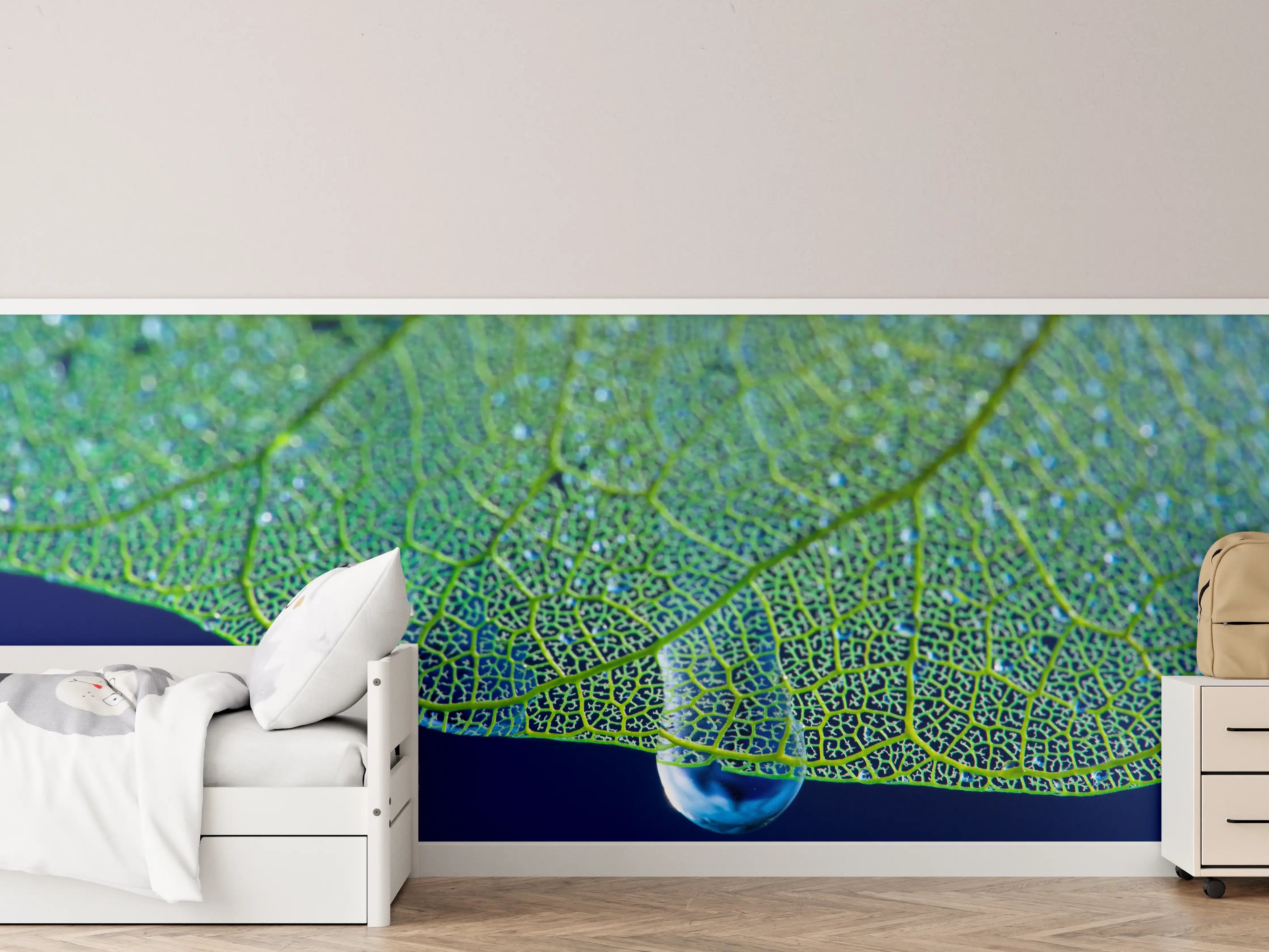 Kinderzimmer Wandgestaltung - Makroaufnahme Grünes Blattgeäder