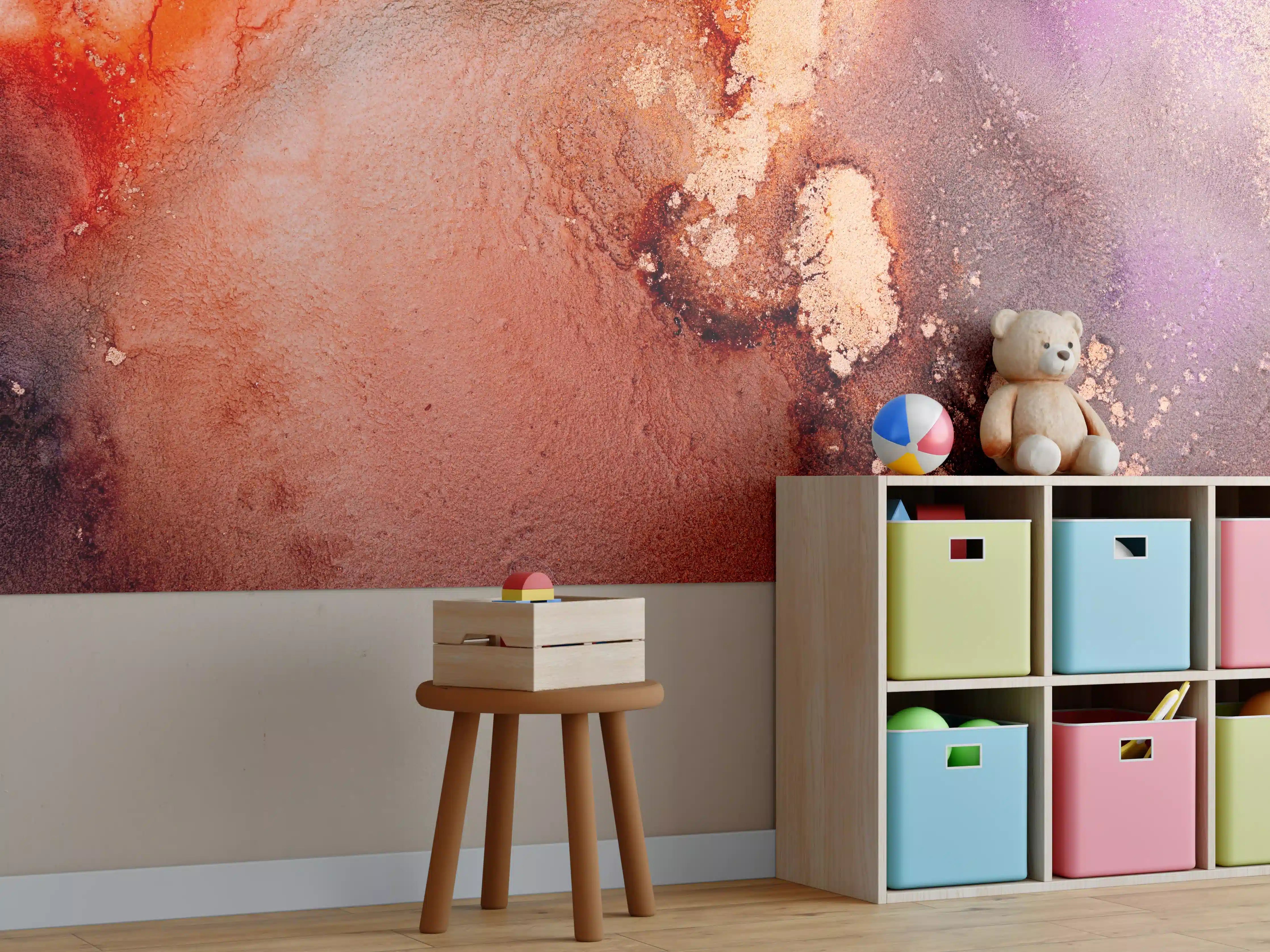 Kinderzimmer Wandgestaltung - Mamor Wandtextur - Flüssigmalerei