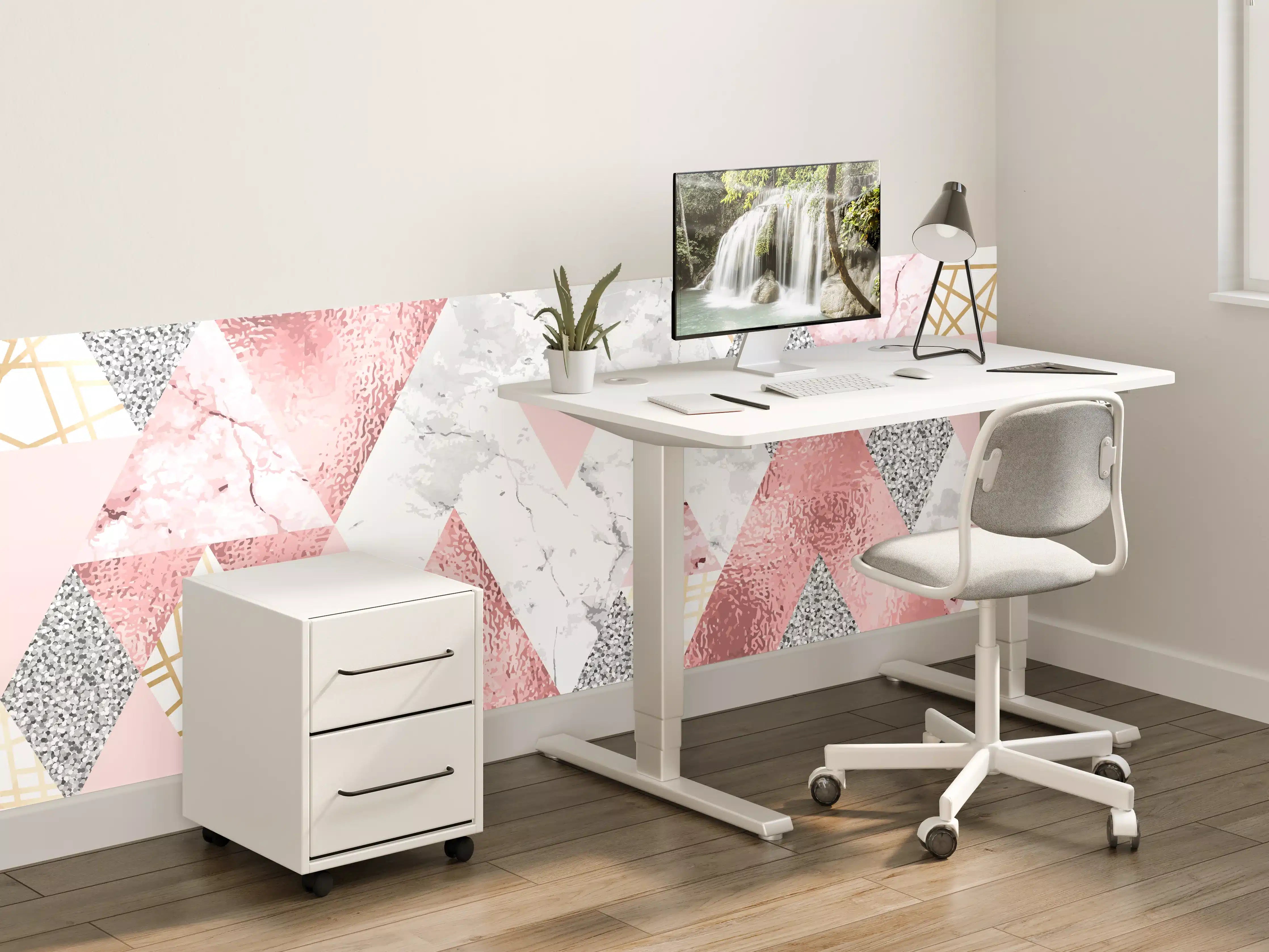 Kinderzimmer Wandgestaltung - Marble Pattern Rosa Gold Dekor
