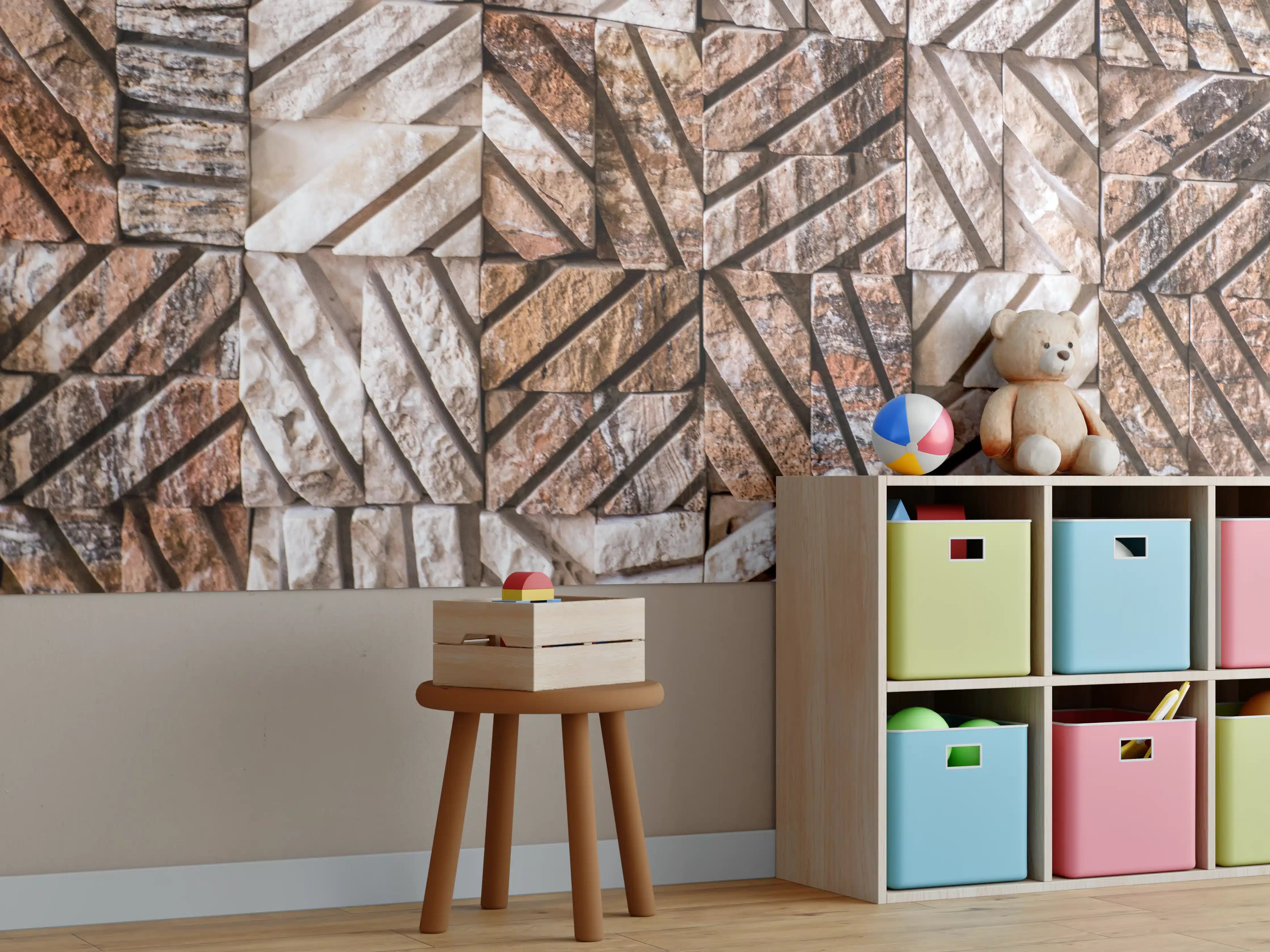Kinderzimmer Wandgestaltung - Marble Pattern in Warm Tones