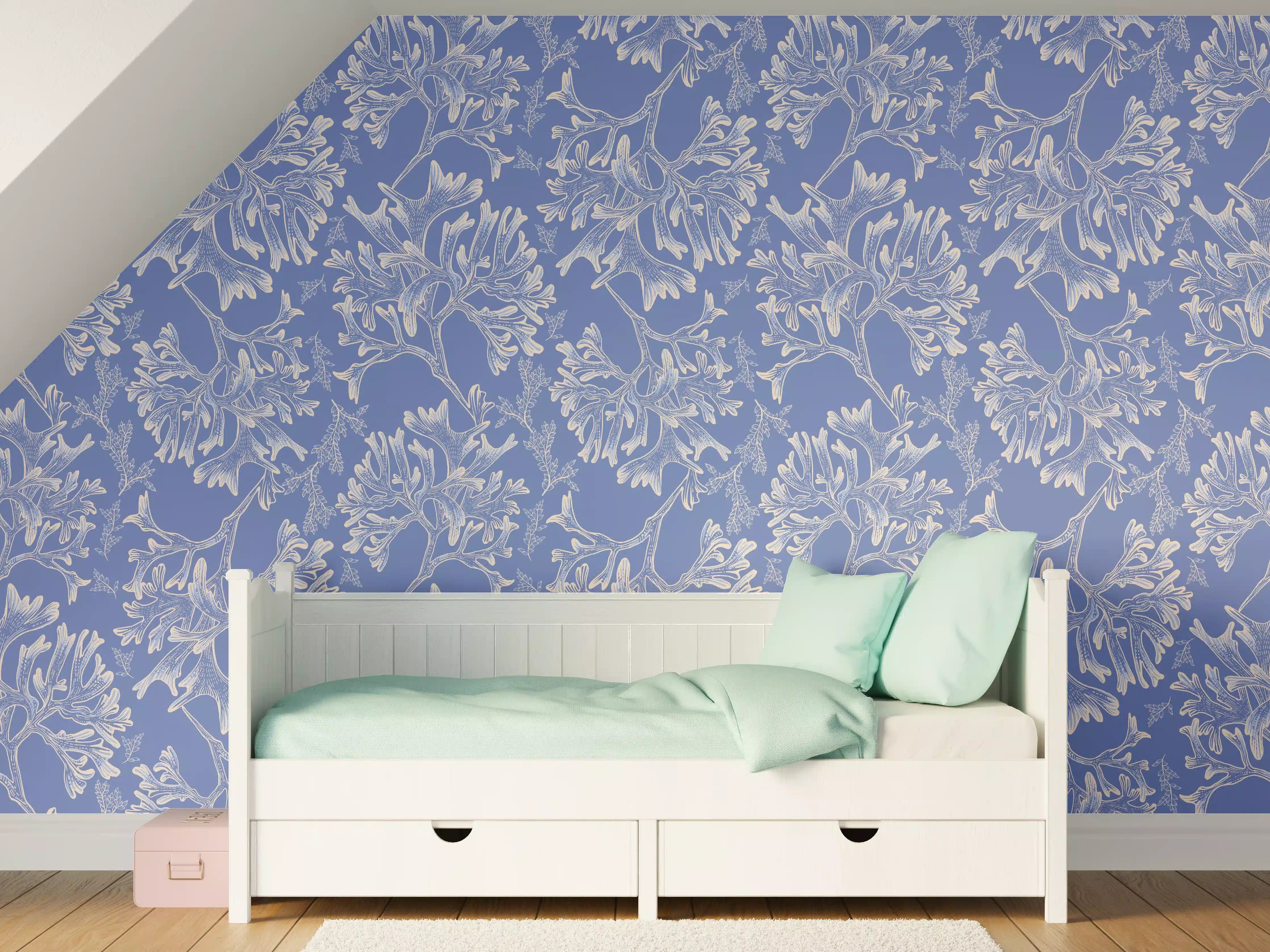 Kinderzimmer Wandgestaltung - Marineblaues Korallenmuster