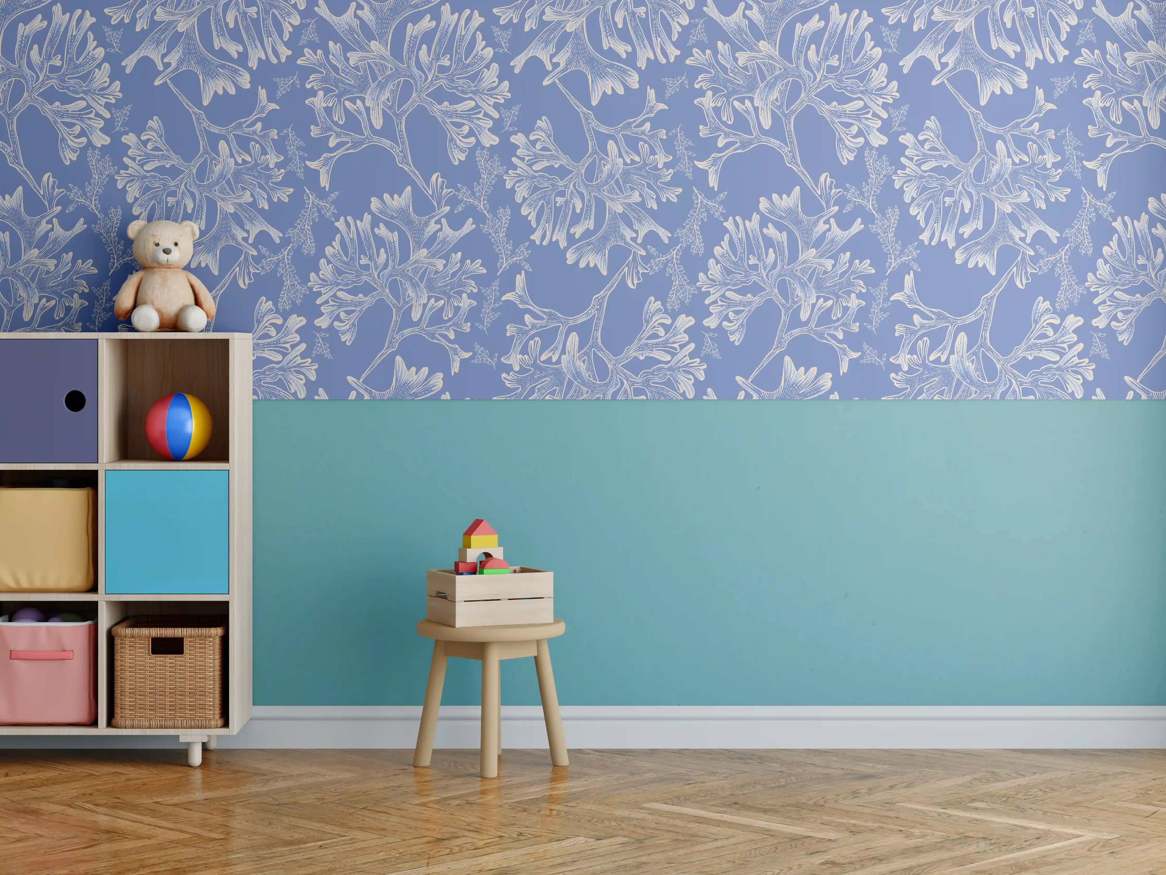 Kinderzimmer Wandgestaltung - Marineblaues Korallenmuster