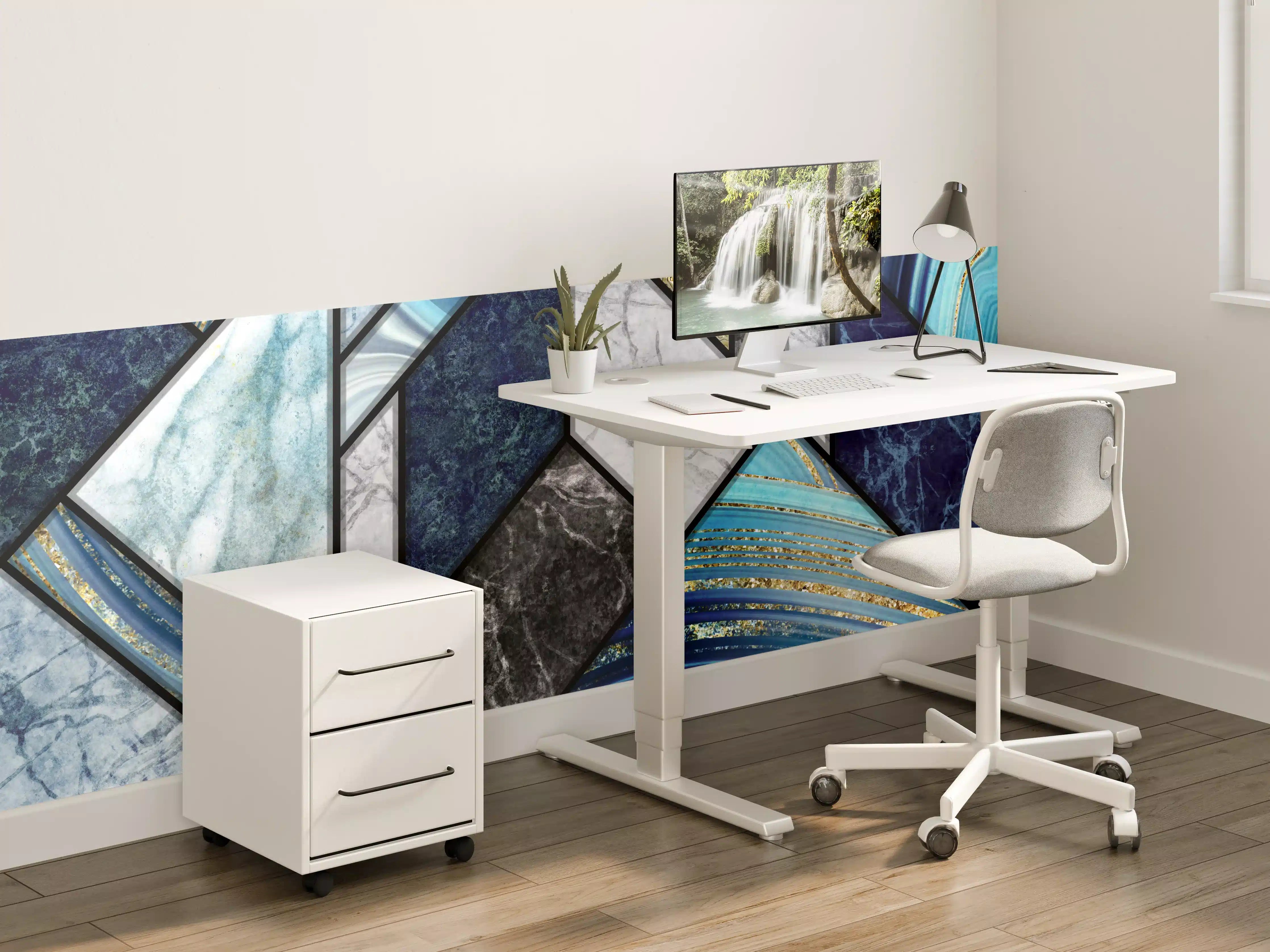 Kinderzimmer Wandgestaltung - Marmor Granit Gold Inlay