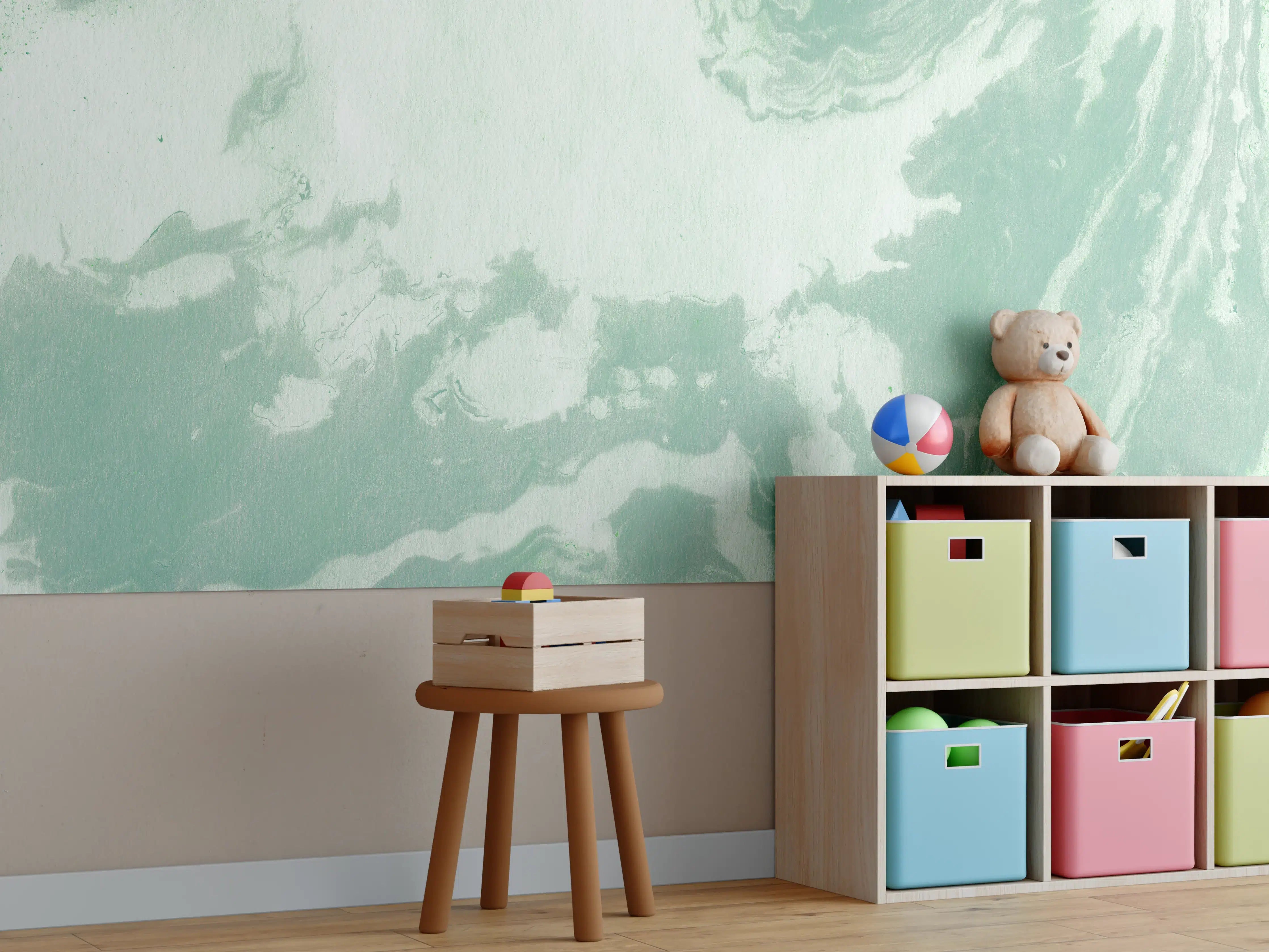 Kinderzimmer Wandgestaltung - Marmor Oberfläche - Pastellmalerei
