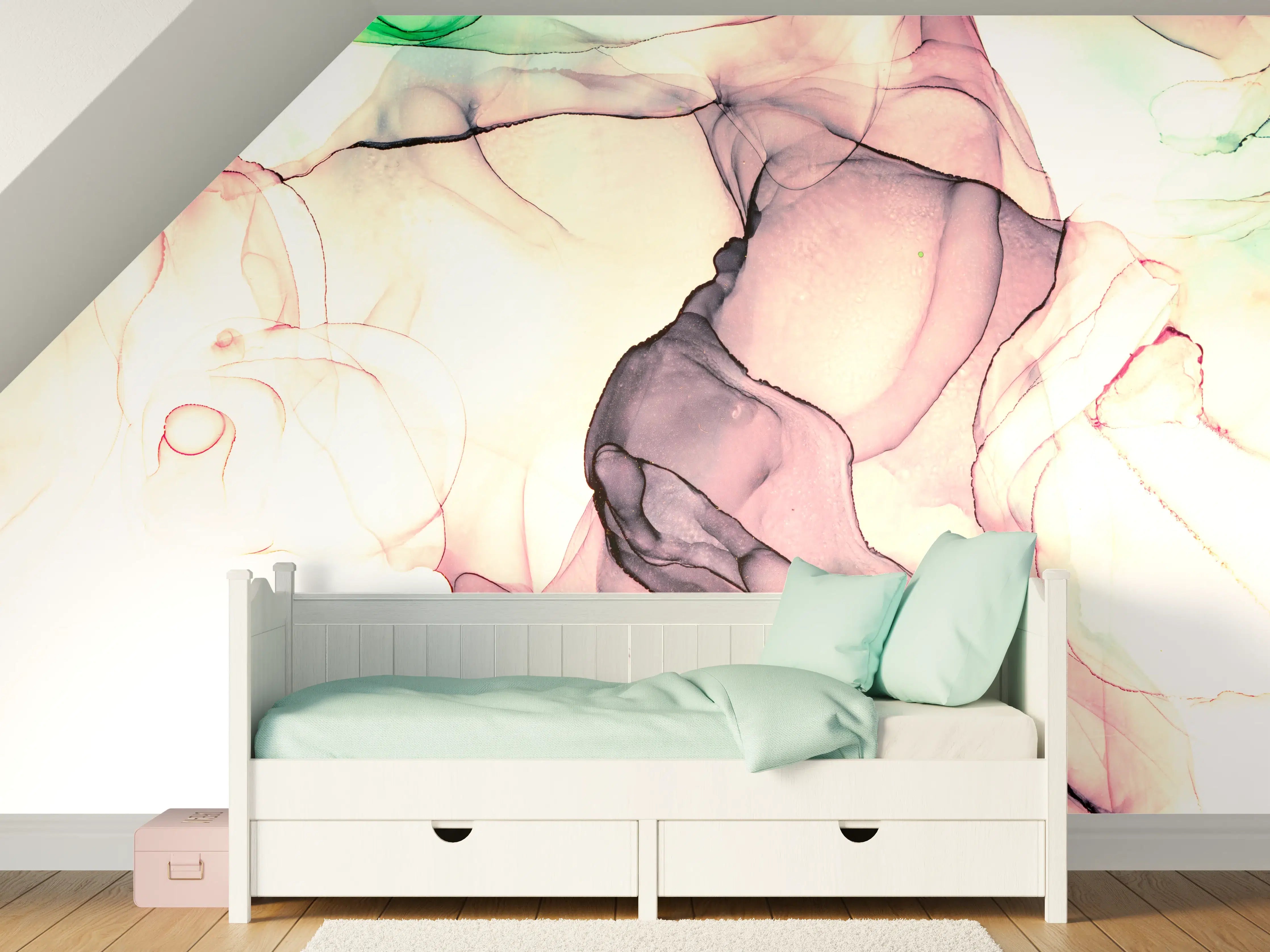 Kinderzimmer Wandgestaltung - Marmor Wanddesign - Flüssigmalerei