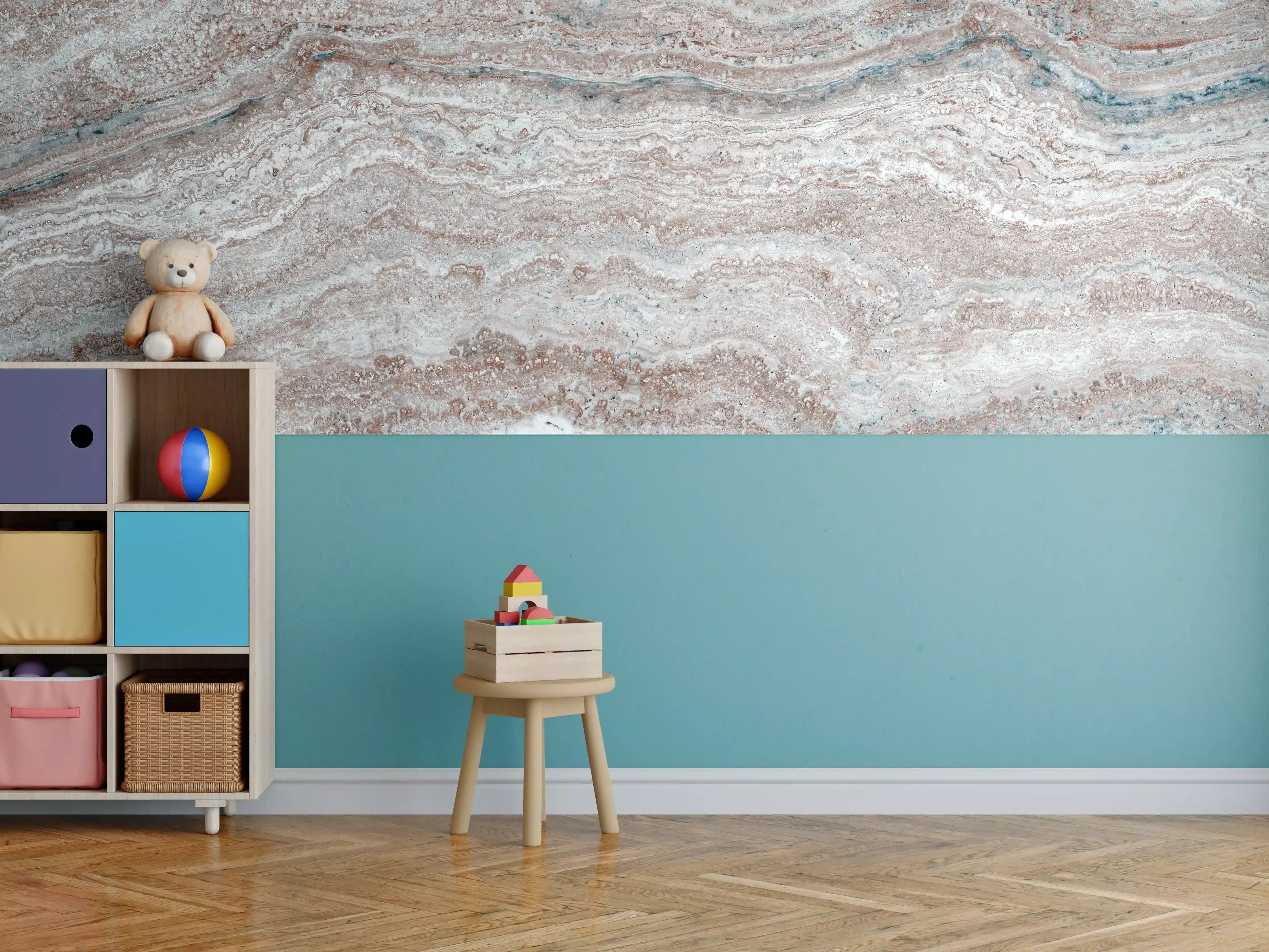Kinderzimmer Wandgestaltung - Marmorierte Steinstruktur