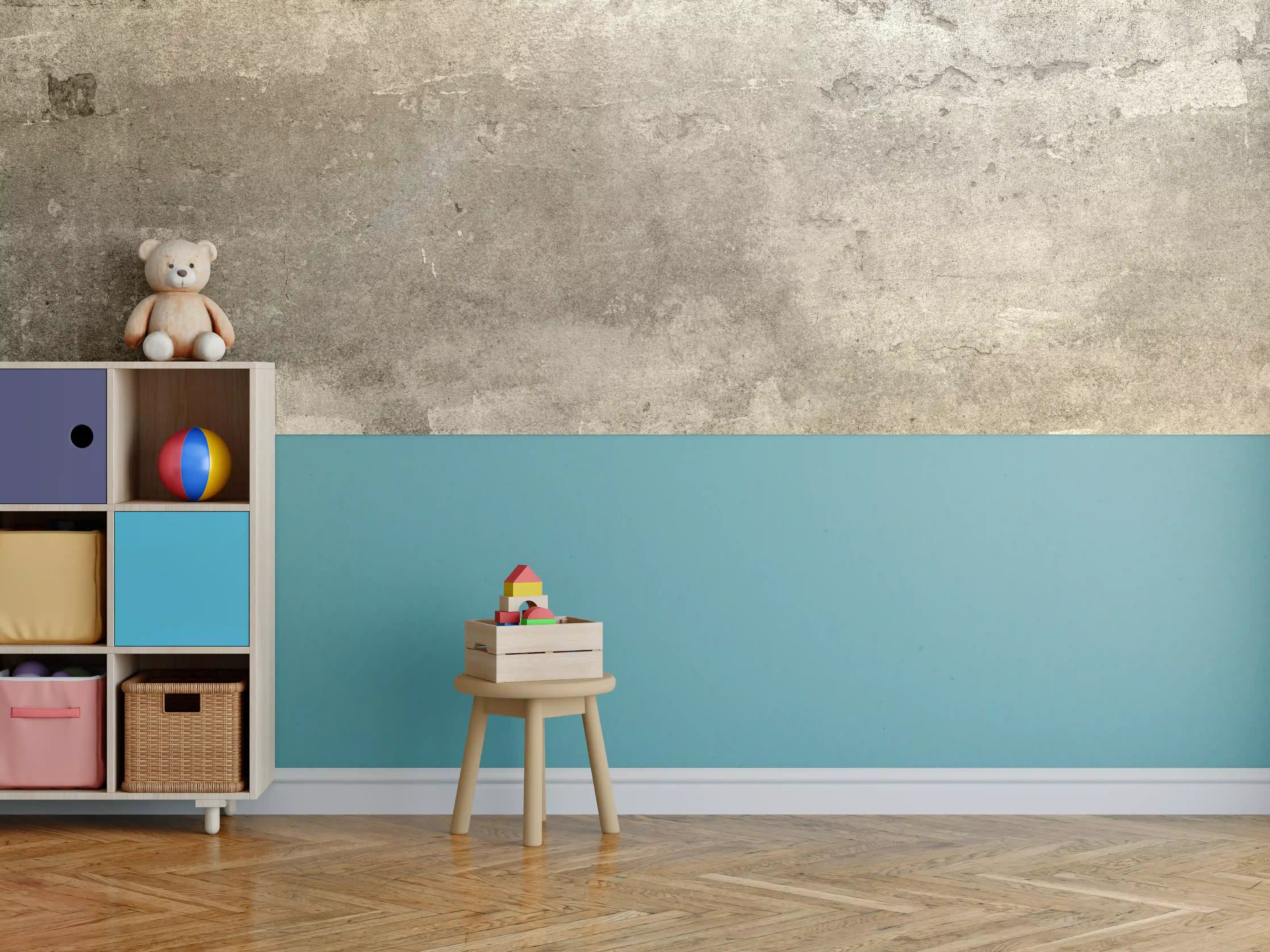 Kinderzimmer Wandgestaltung - Massiver beigefarbiger Beton