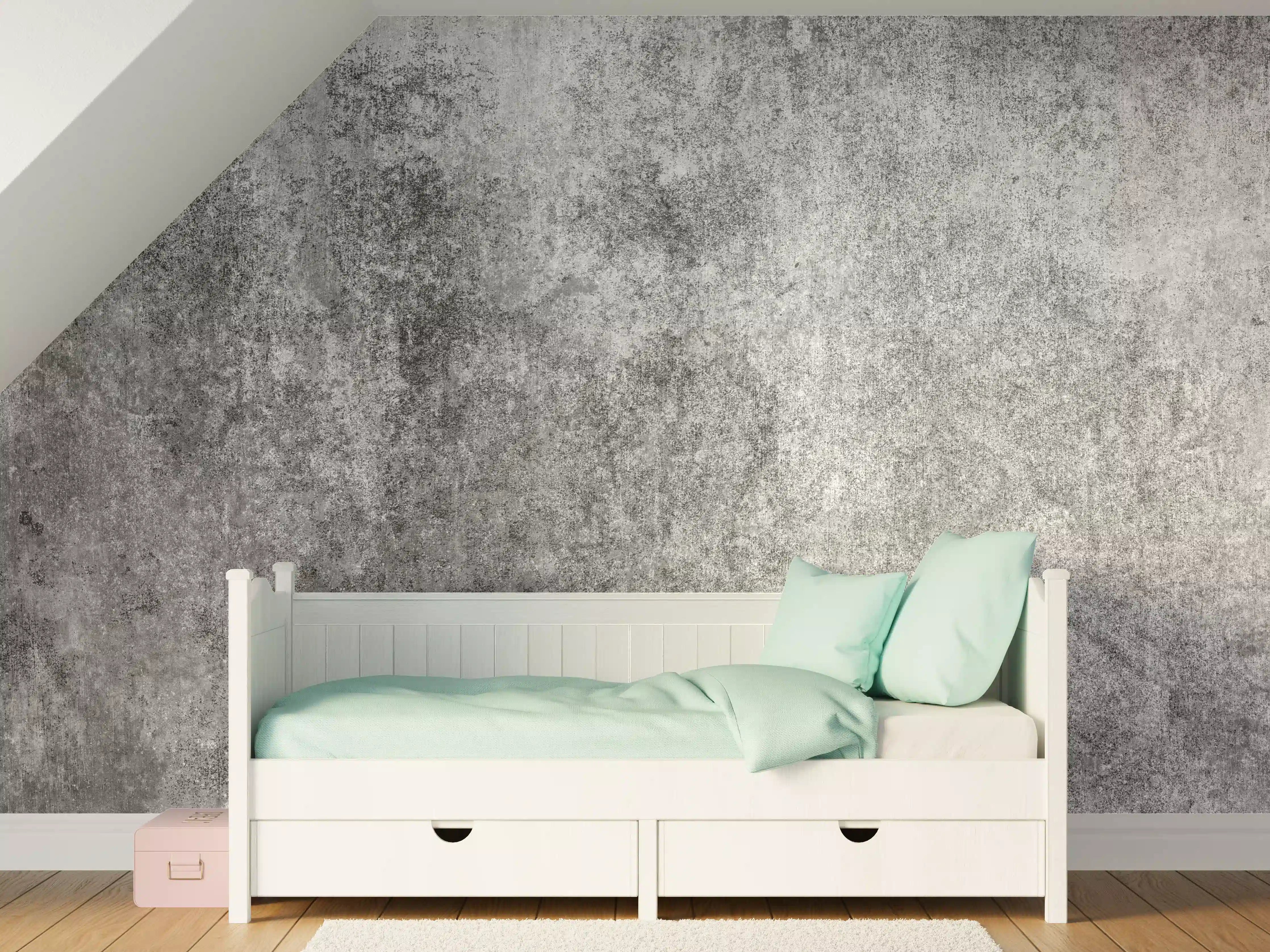 Kinderzimmer Wandgestaltung - Massiver dunkelgrauer Beton
