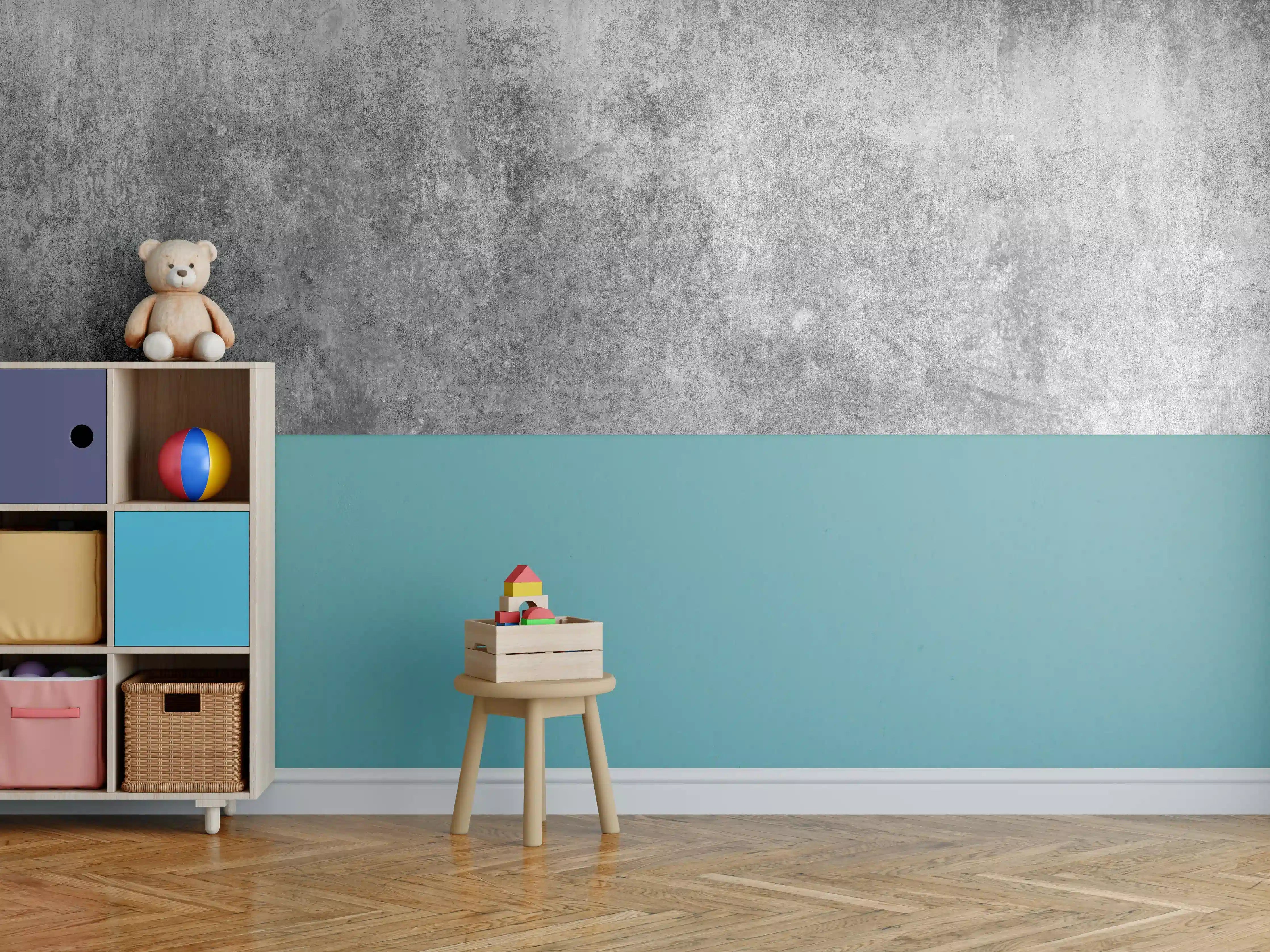 Kinderzimmer Wandgestaltung - Massiver dunkelgrauer Beton