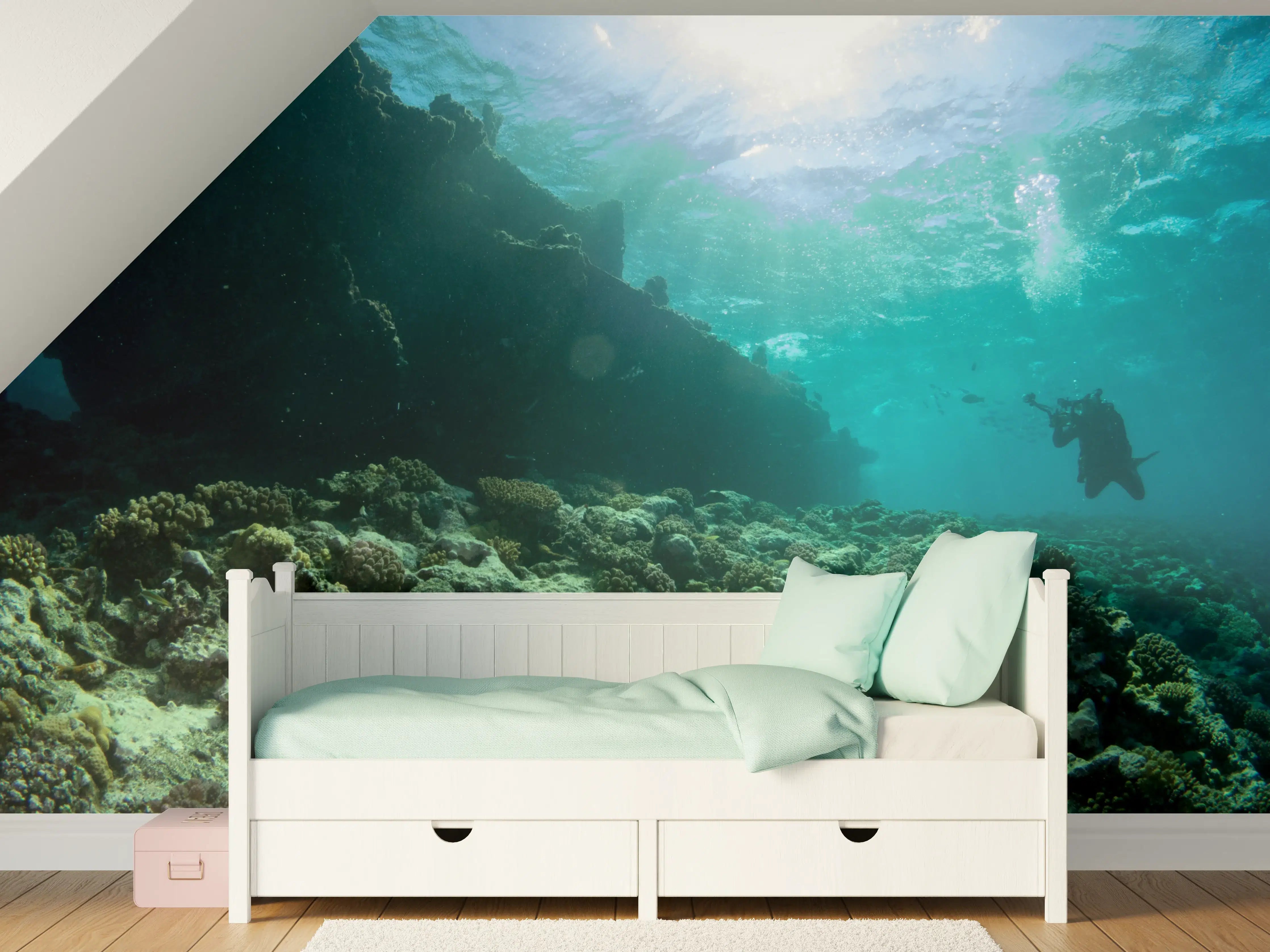 Kinderzimmer Wandgestaltung - Meeresboden mit Unterwasserleben